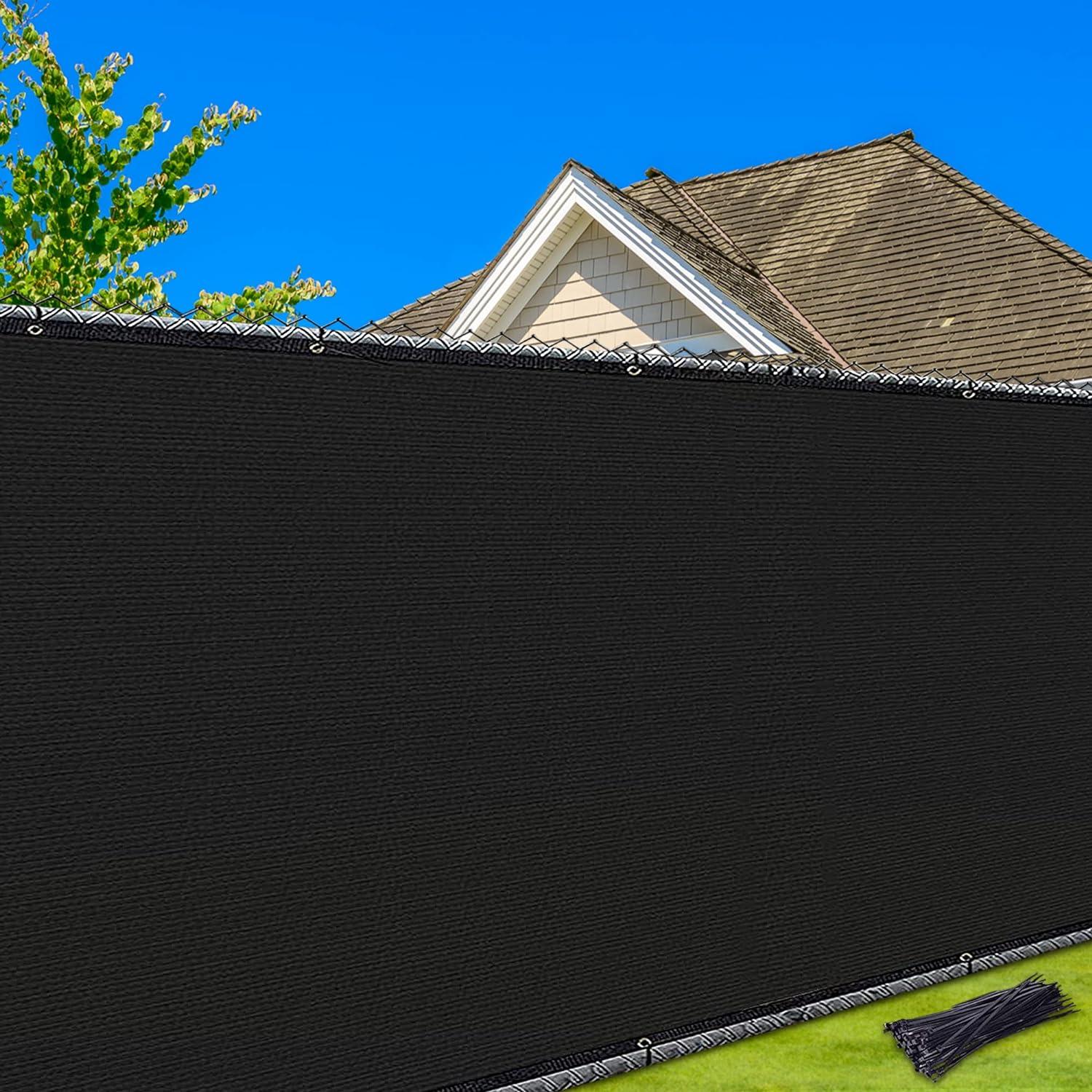 Black 4ft x 50ft HDPE Privacy Fence Screen with Brass Grommets