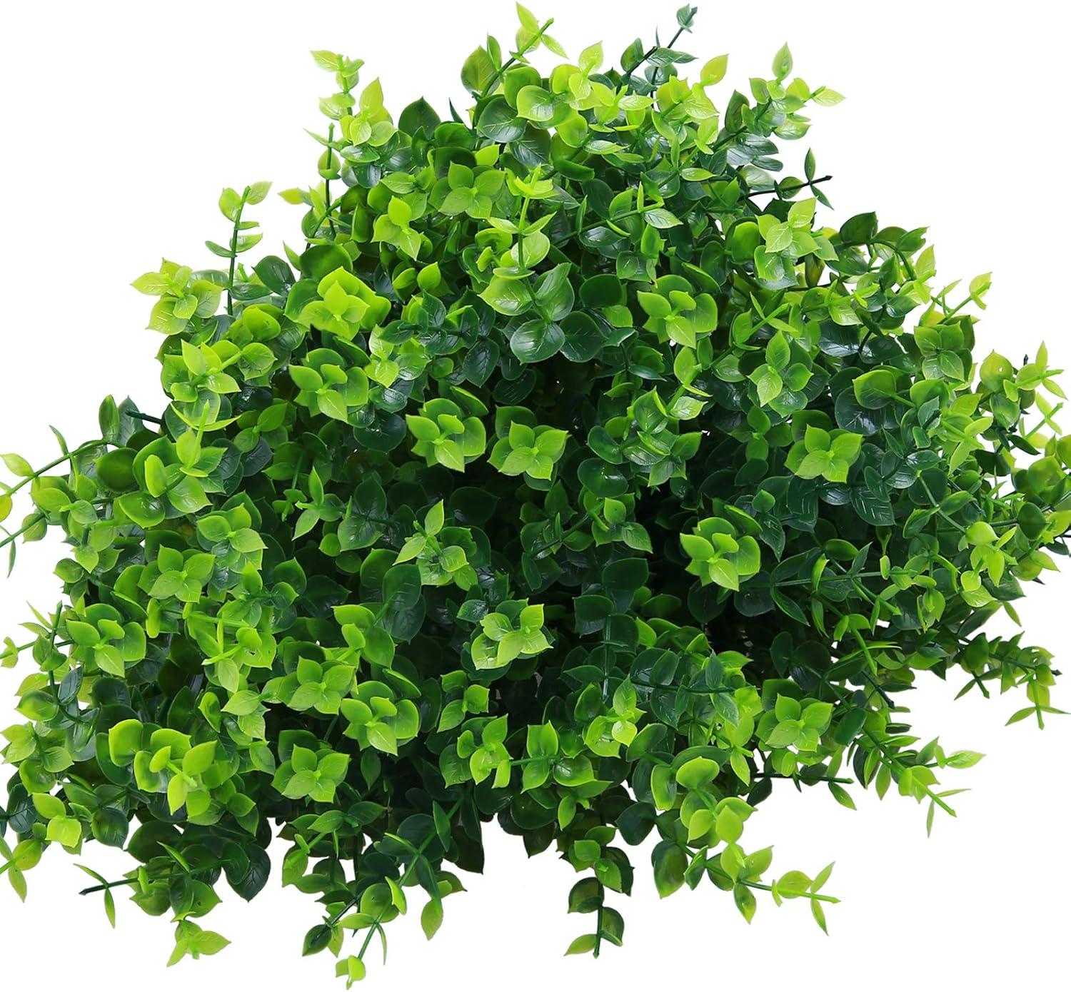 10 Pack Artificial Boxwood Stems for Outdoors, Unfading in The Sun Plastic Faux Plants,Fake Foliage Shrubs Greenery for Garden,Office,Patio,Wedding,Farmhouse Indoor Decoration