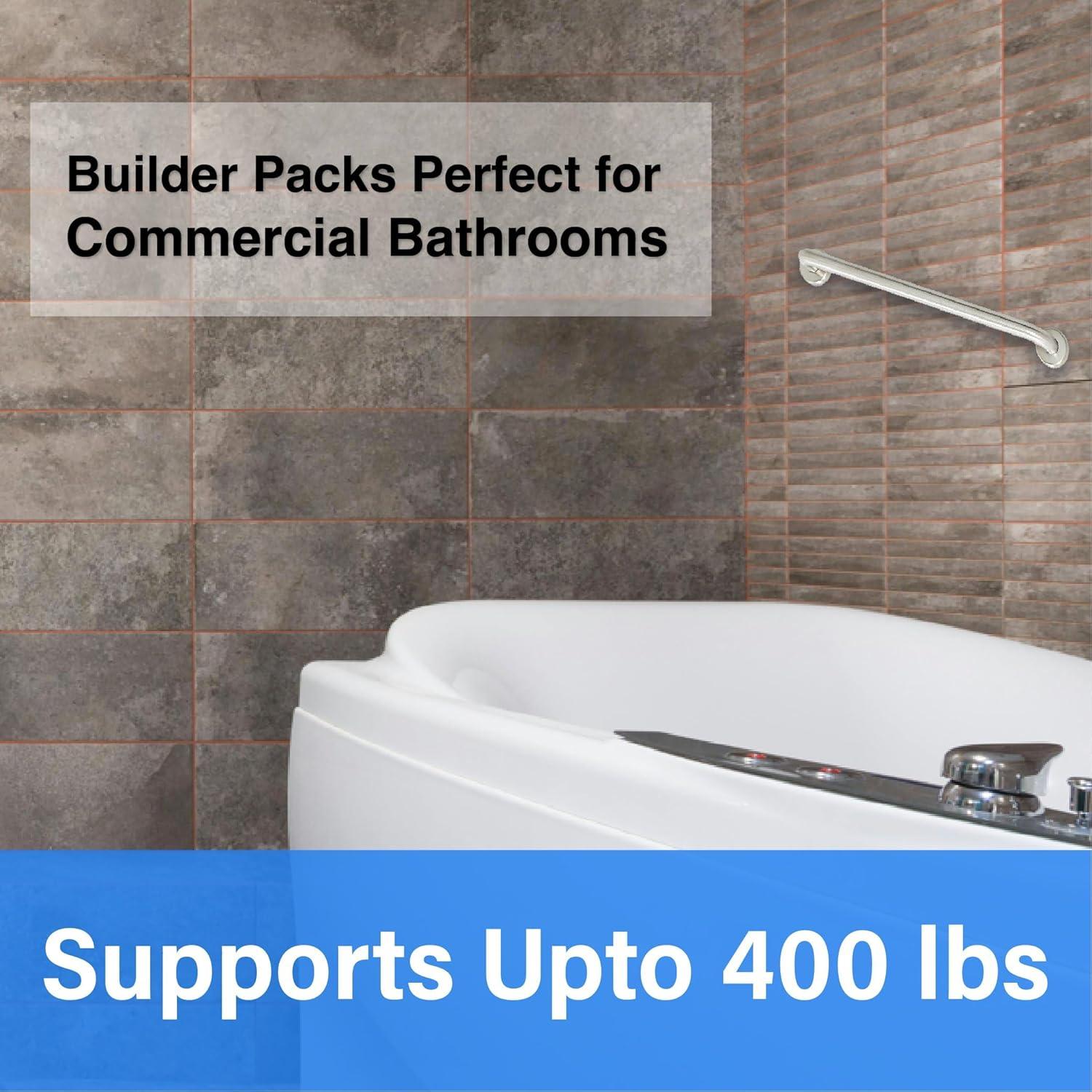 30” Shower Handle Smooth Grip | 304 Stainless Steel Bathroom Grab Bars For Seniors, Handicap Grab Bars | ADA Shower Bars Safety For Elderly Holds Upto 400lbs, Grab Bars For Bathtubs And Showers