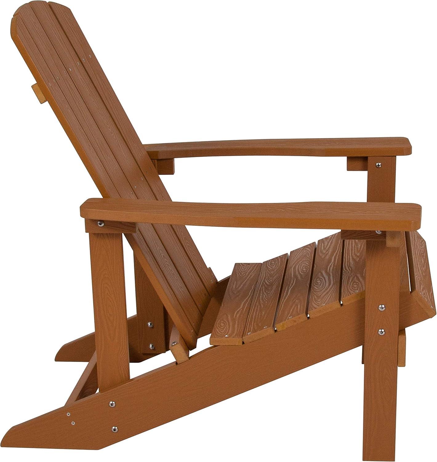 Flash Furniture Charlestown All-Weather Poly Resin Wood Adirondack Chair in Teak