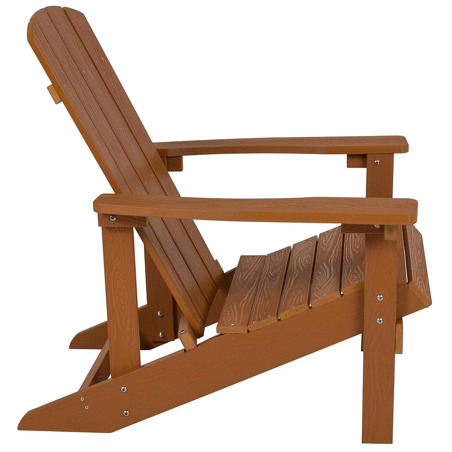 Flash Furniture Charlestown All-Weather Poly Resin Wood Adirondack Chair in Teak