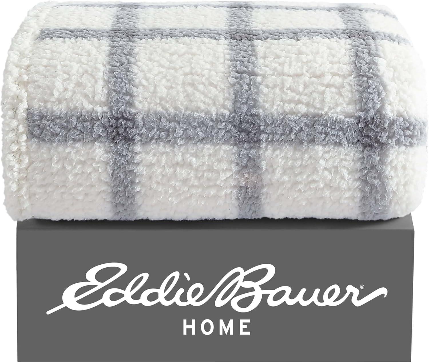 Eddie Bauer Printed Sherpa Reversible Throw Blankets