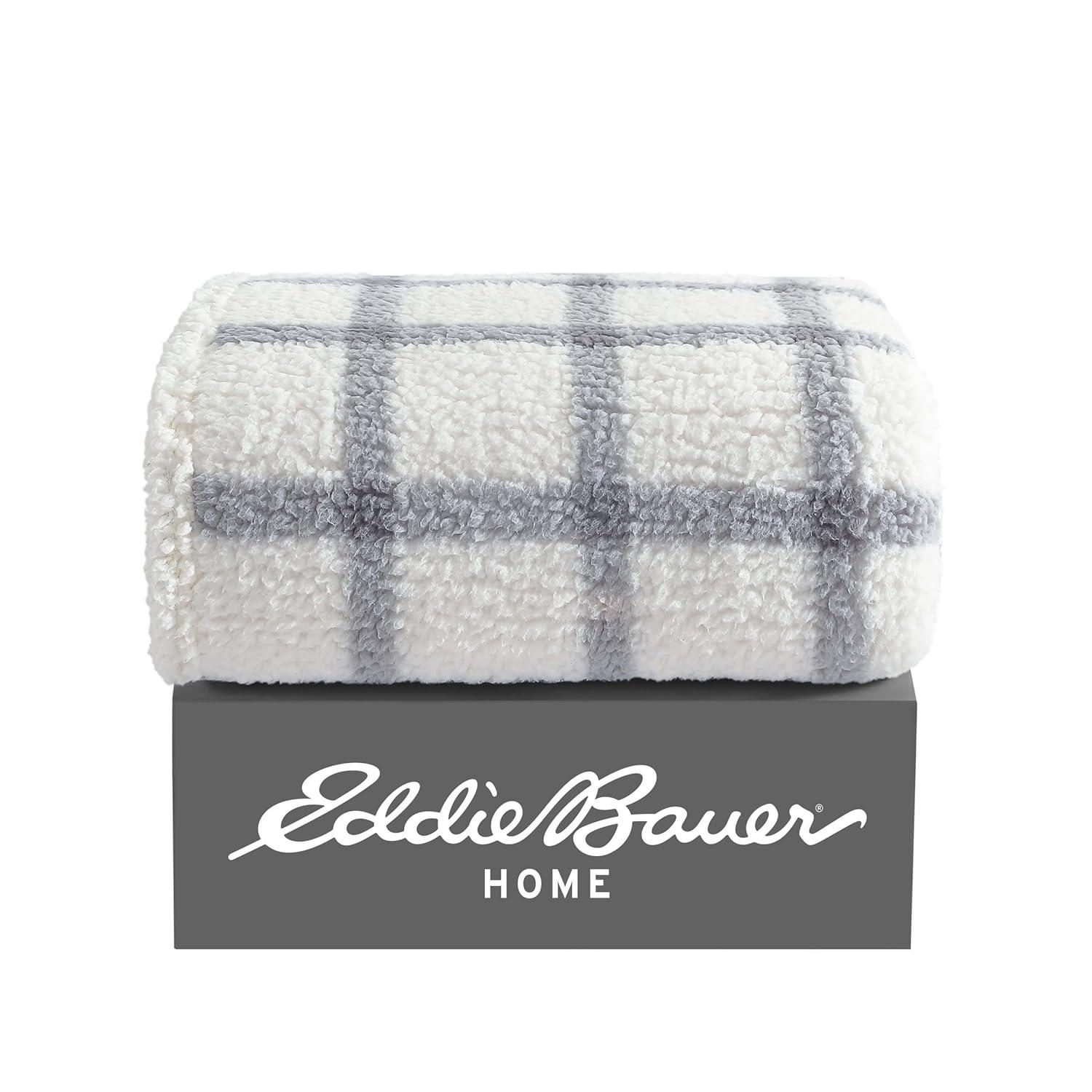 Eddie Bauer Printed Sherpa Reversible Throw Blankets