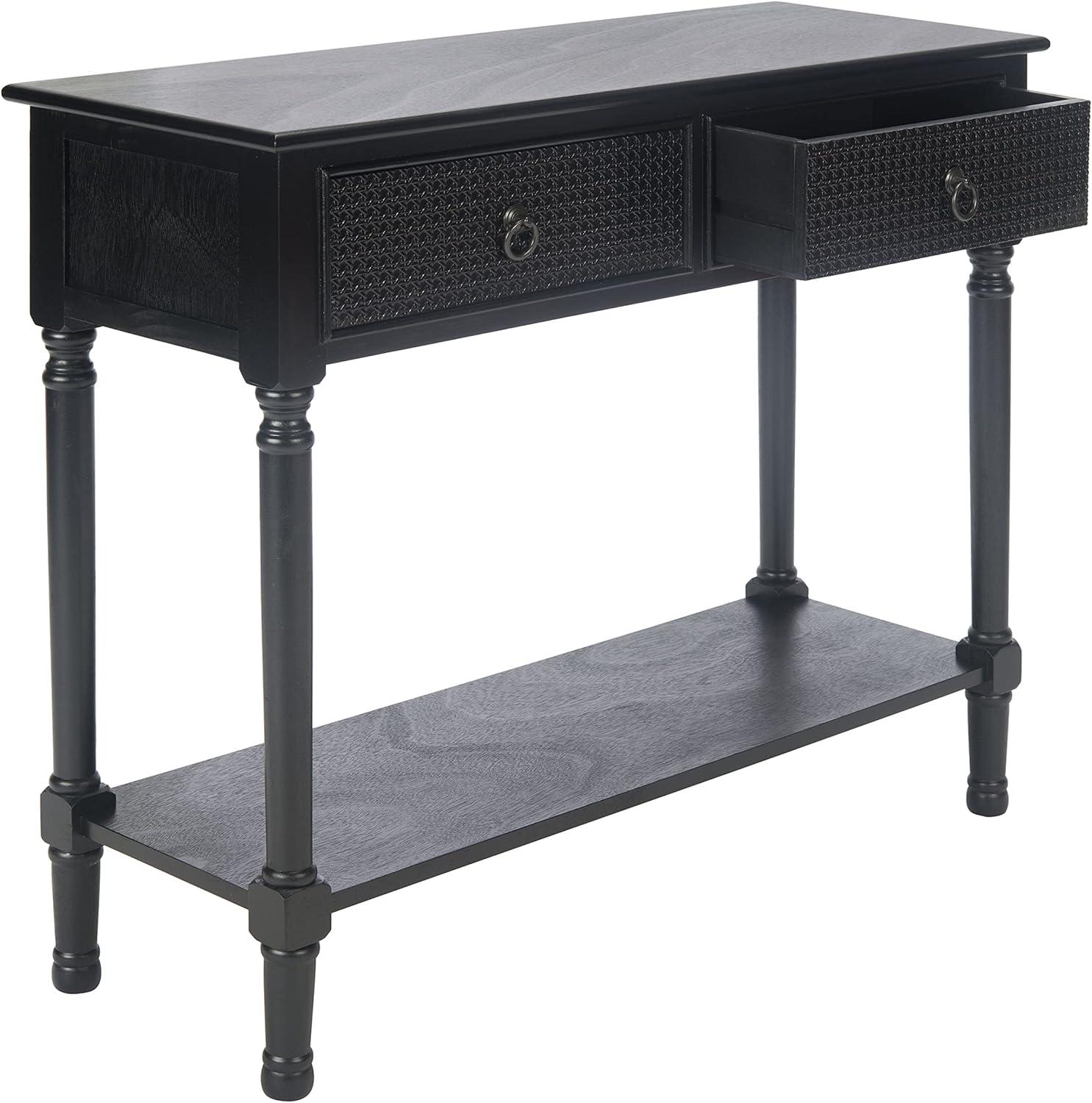 SAFAVIEH Haines Modern 2 Drawer Console Table, Black