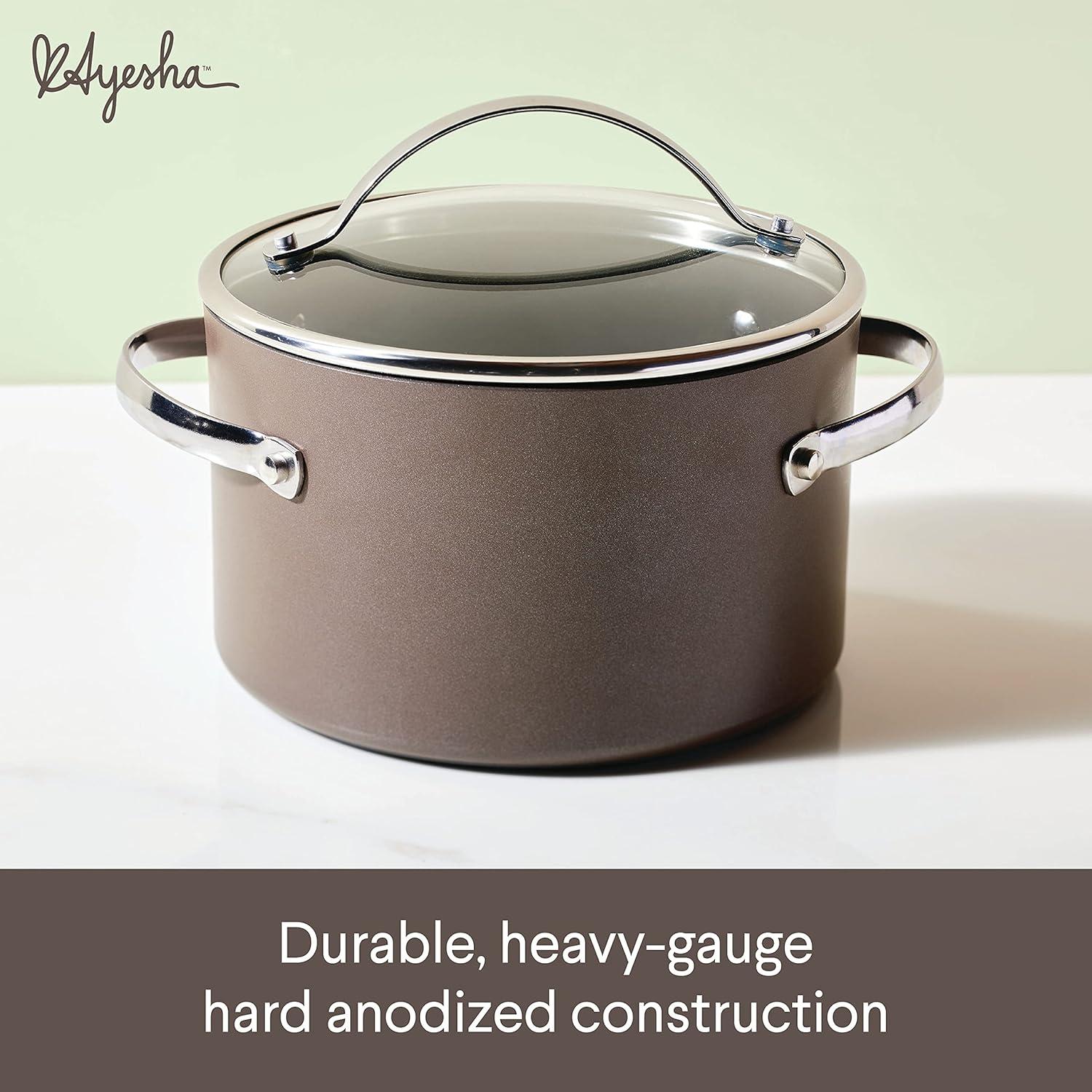 Ayesha Curry Ayesha Curry Professional Hard Anodized Collection Nonstick Stockpot Saucepot with Lid, Charcoal