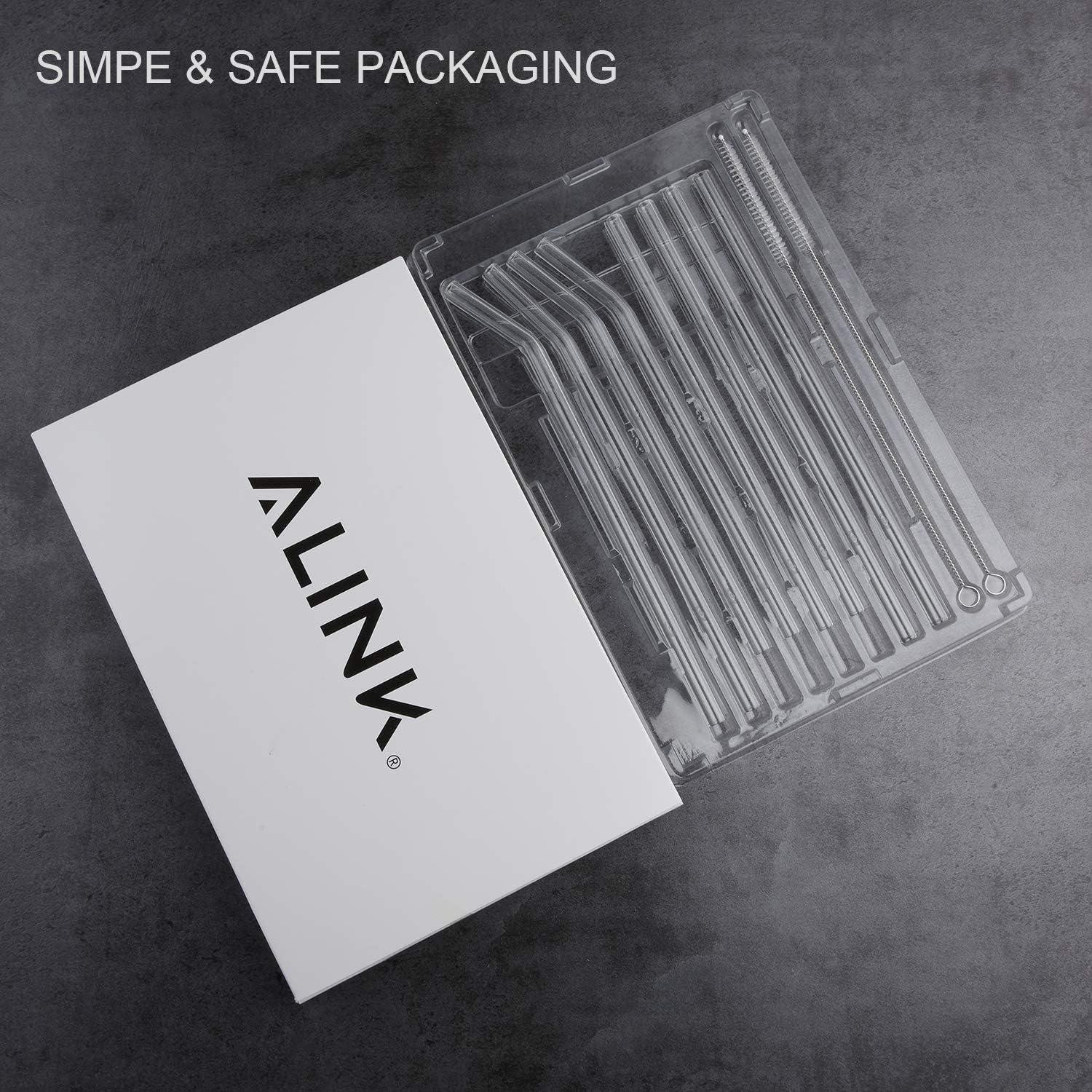 8-Pack Clear Glass Smoothie Straws, 10mm Wide 10" + 9 " Long Reusable Drinking Straws with 2 Cleaning Brush