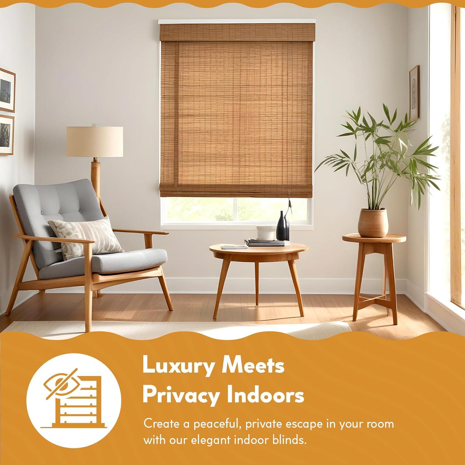 Radiance Brooklyn 34-in Cordless Cocoa Bamboo Roman Shade