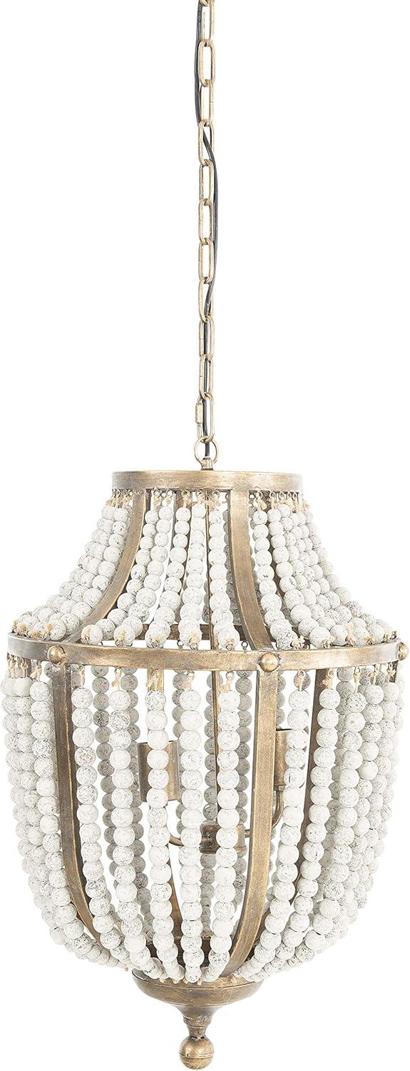 Creative Co-Op Metal Chandelier with Wood Beads