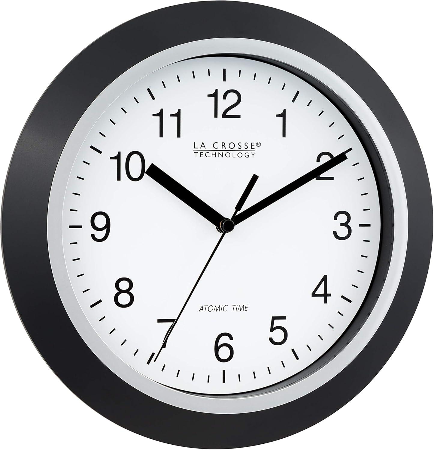 La Crosse Technology WT-3102B 10" Atomic Analog Black Classic Wall Clock