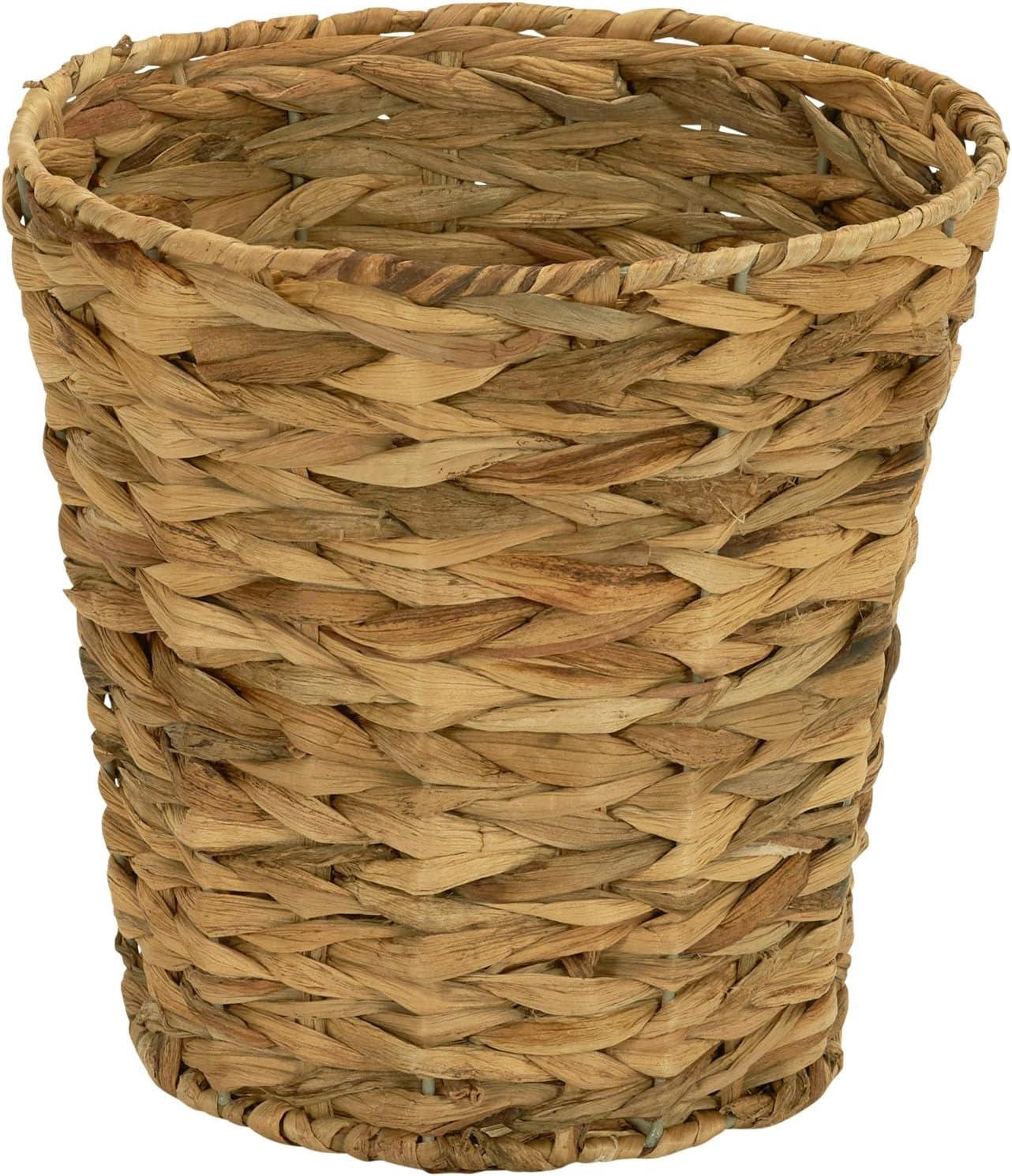 Natural Wicker 10" Round Waste Basket with Metal Frame