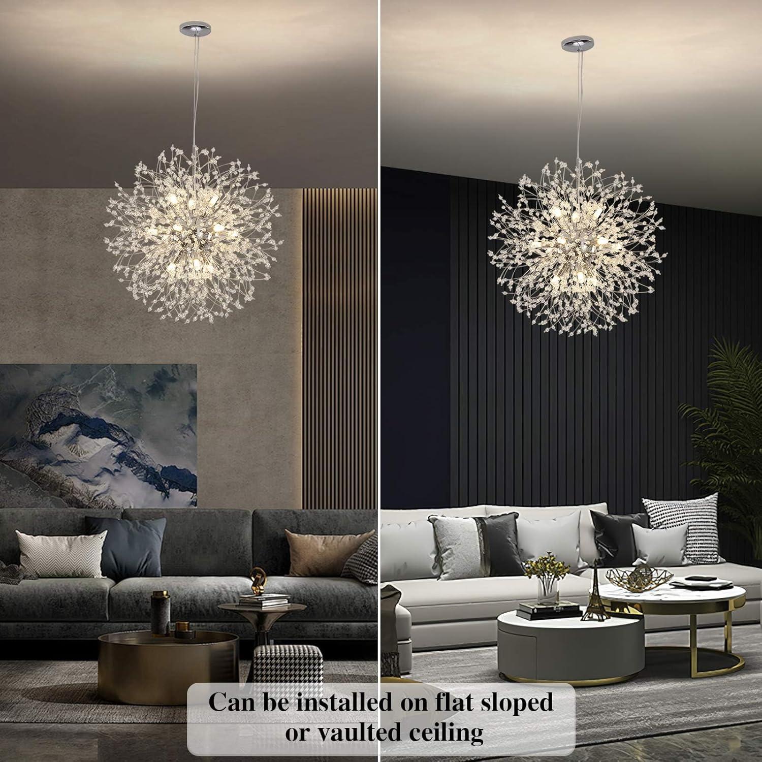 Ambera 12 - Light Dimmable Modern Crystal Dandelion Firework Sputnik Sphere Chandelier