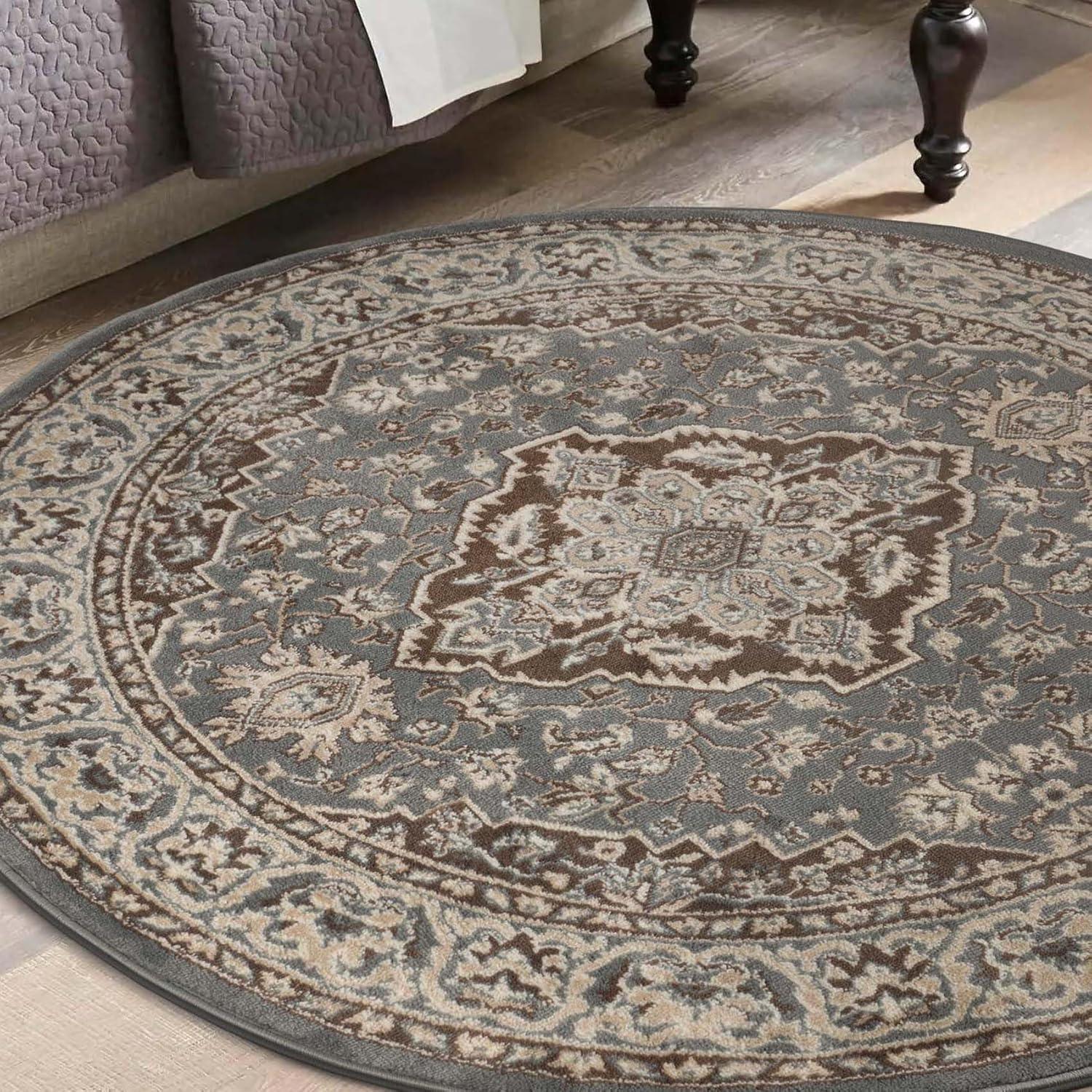 Traditional Vintage Medallion Floral Scroll Indoor Area Rug by Blue Nile Mills