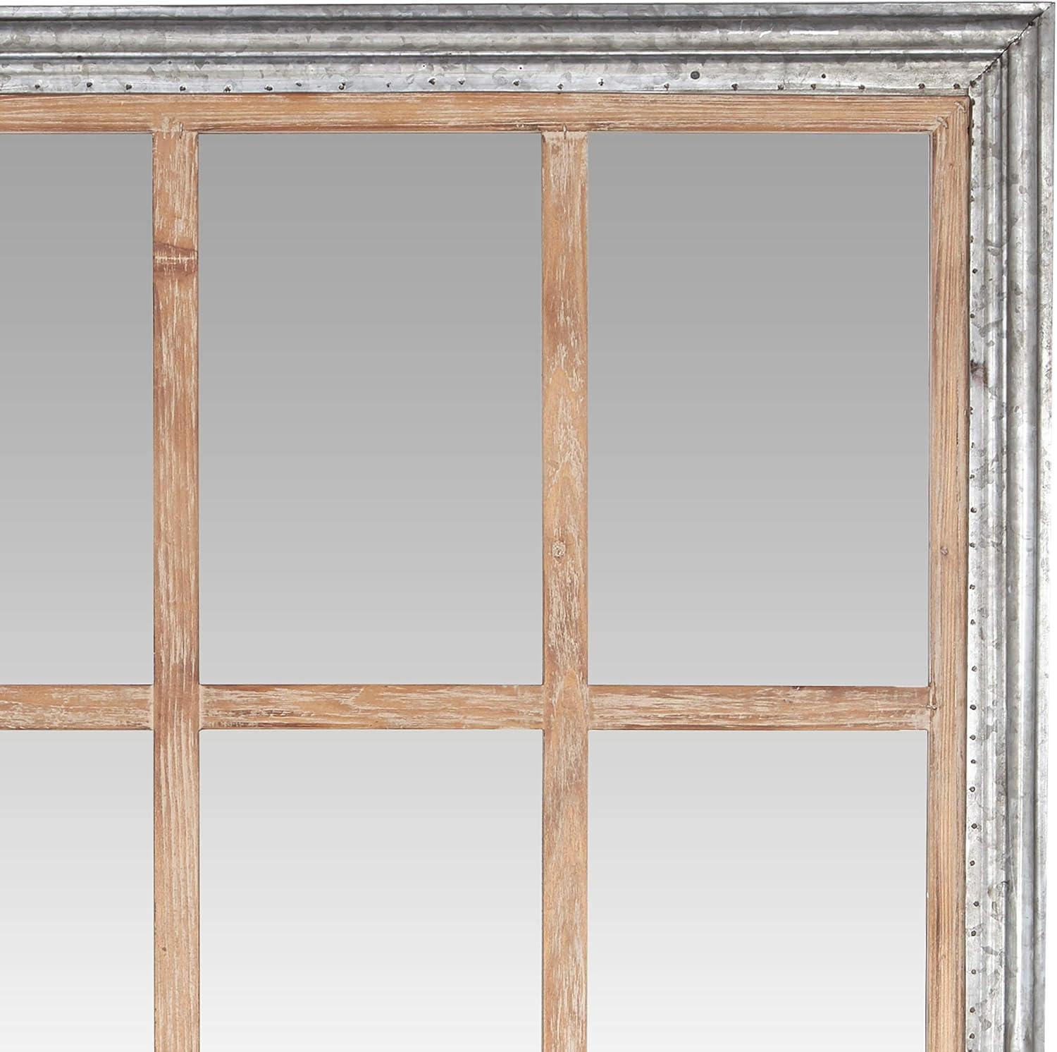 DecMode 35" x 67" Brown Window Pane Inspired Wall Mirror