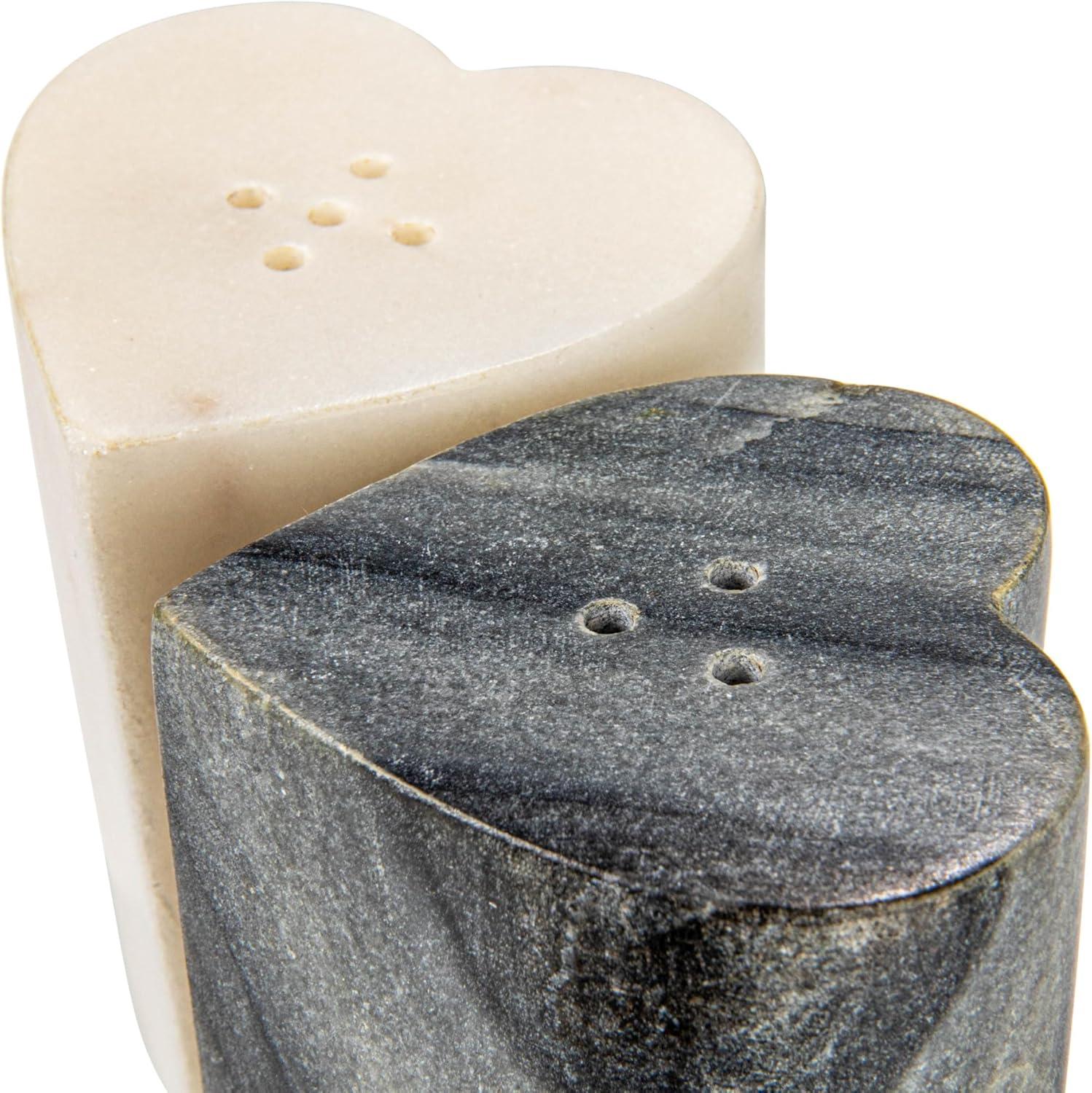 Creative Co-Op Heart-Shaped Marble Salt And Pepper Shakers