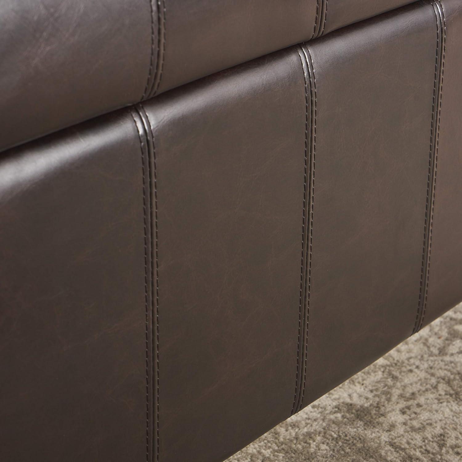 Christopher Knight Home Alexandria Bonded Leather Storage Ottoman - Brown: Upholstered Bench, Hardwood Frame