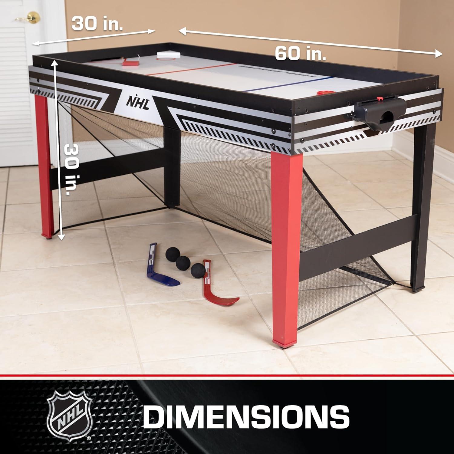 Nhl 60" Hat Trick 3-in-1 Hockey Table - Air, Knock & Knee Hockey - Air Powered, Includes Accessories