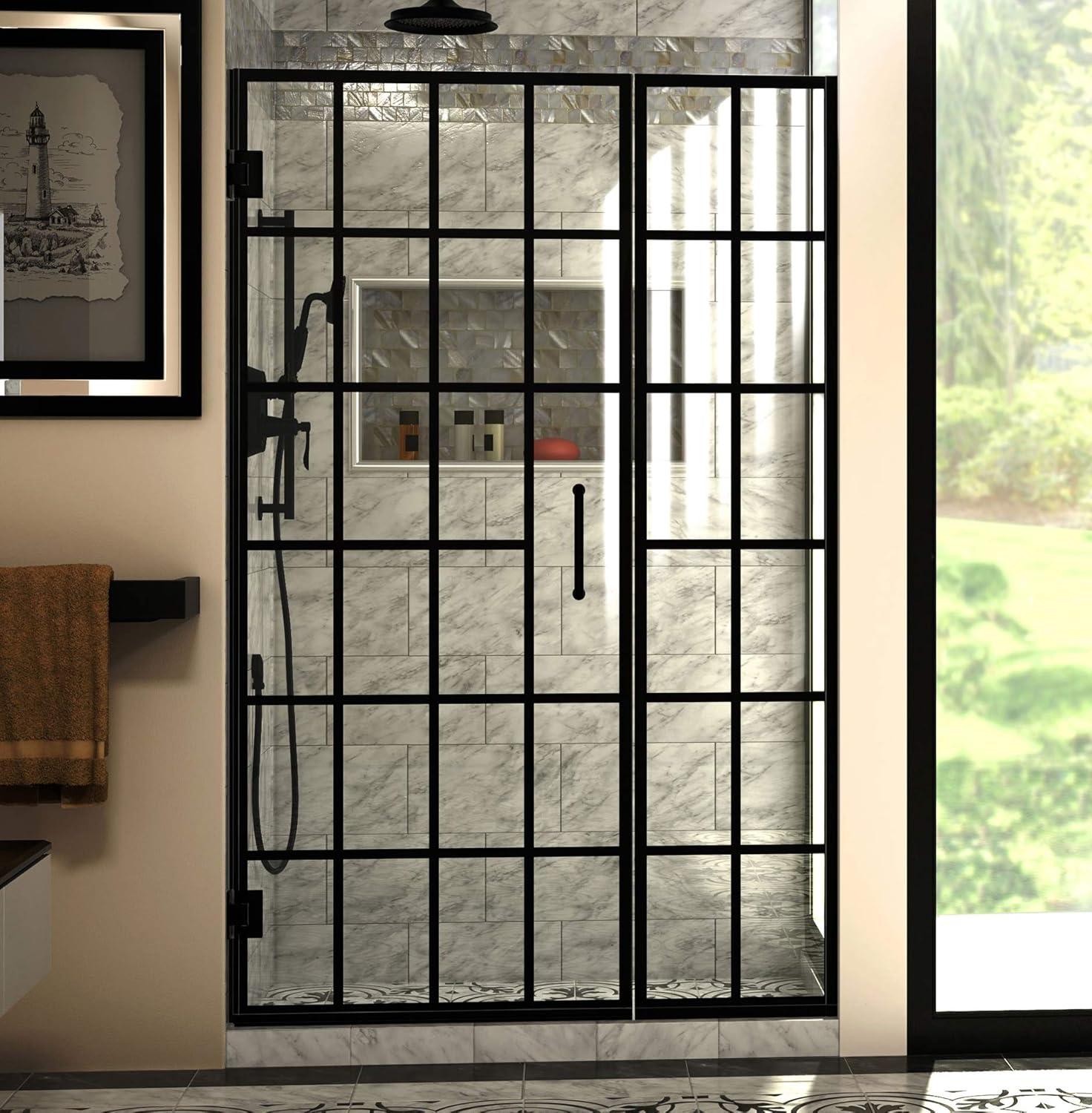 Unidoor Toulon 46" W x 72" H Hinged Frameless Shower Door with ClearMax Technology