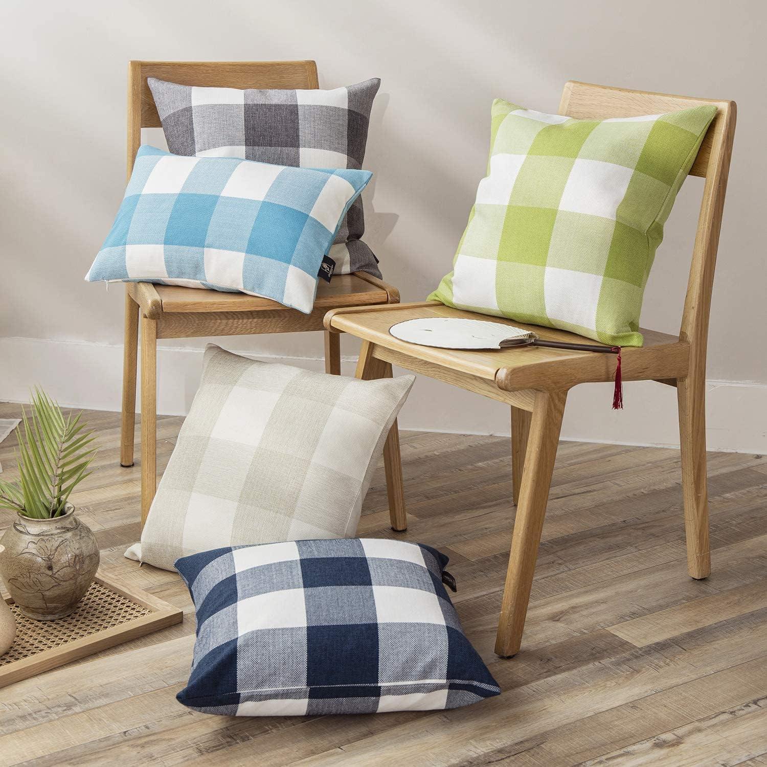 Buffalo Checker Plaids Series Cushion Square Decorative Throw Pillow Cusion for Couch, 18" x 18", Blue, 2 Pack