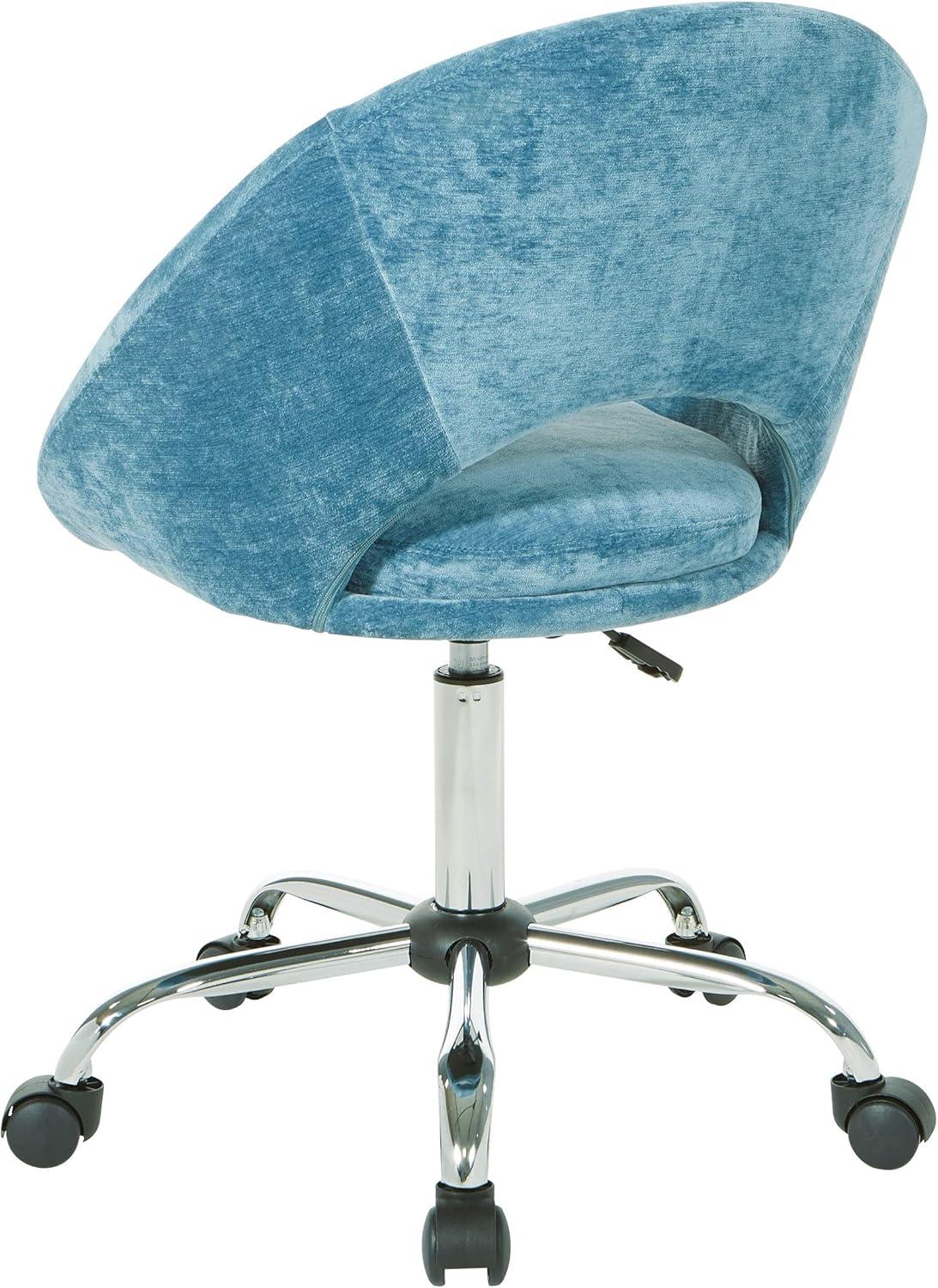 Royal Blue Chrome Swivel Office Chair with Padded Scoop Seat