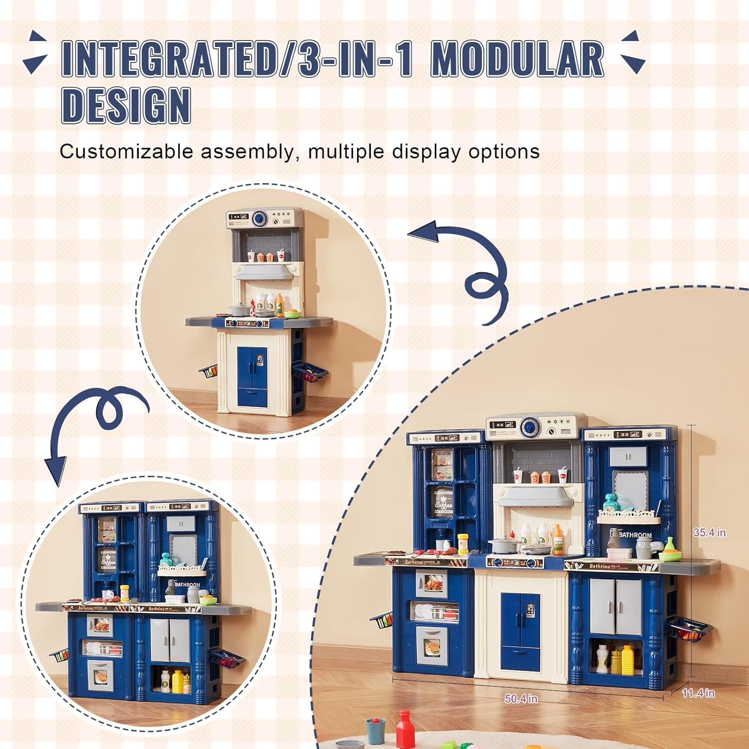 Kids Kitchen Playset Play Kitchen for Kids Corner Wooden Play Kitchen 5-7 Years - Kitchens