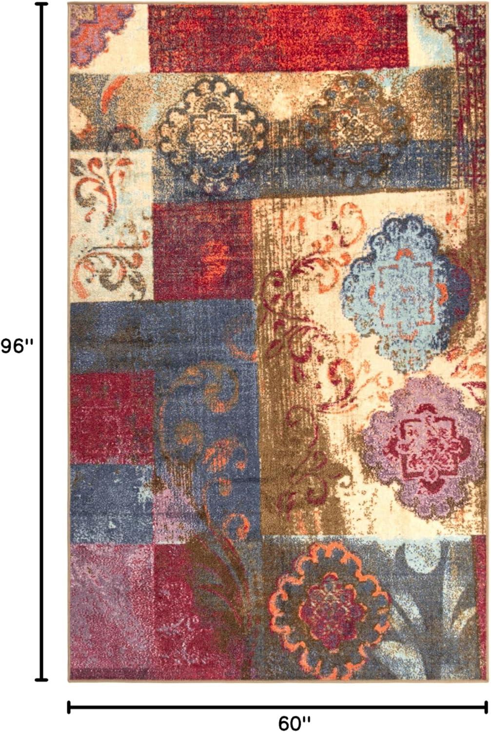 Superior Emory Patchwork Non-Slip Indoor Runner 2' 7" x 8', Brown