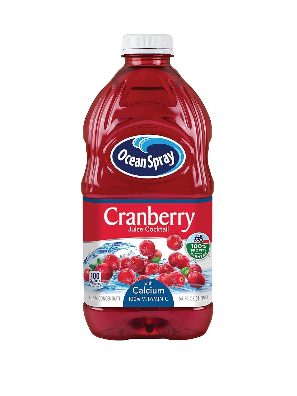 Ocean Spray Cranberry Cocktail Drink with Calcium, 64-Ounce Bottles (Pack of 8)