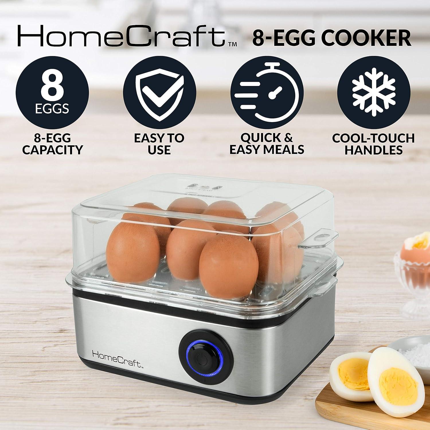 HomeCraft HCECS8SS 8-Egg Cooker with Buzzer