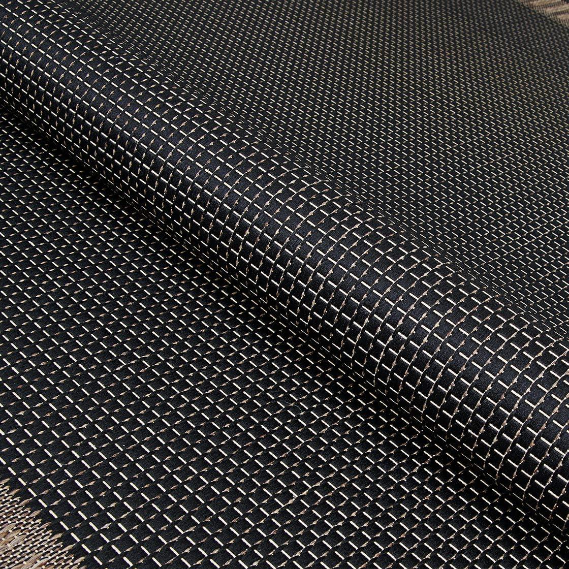 Black Synthetic Flat Woven Reversible Area Rug 70" x 110"
