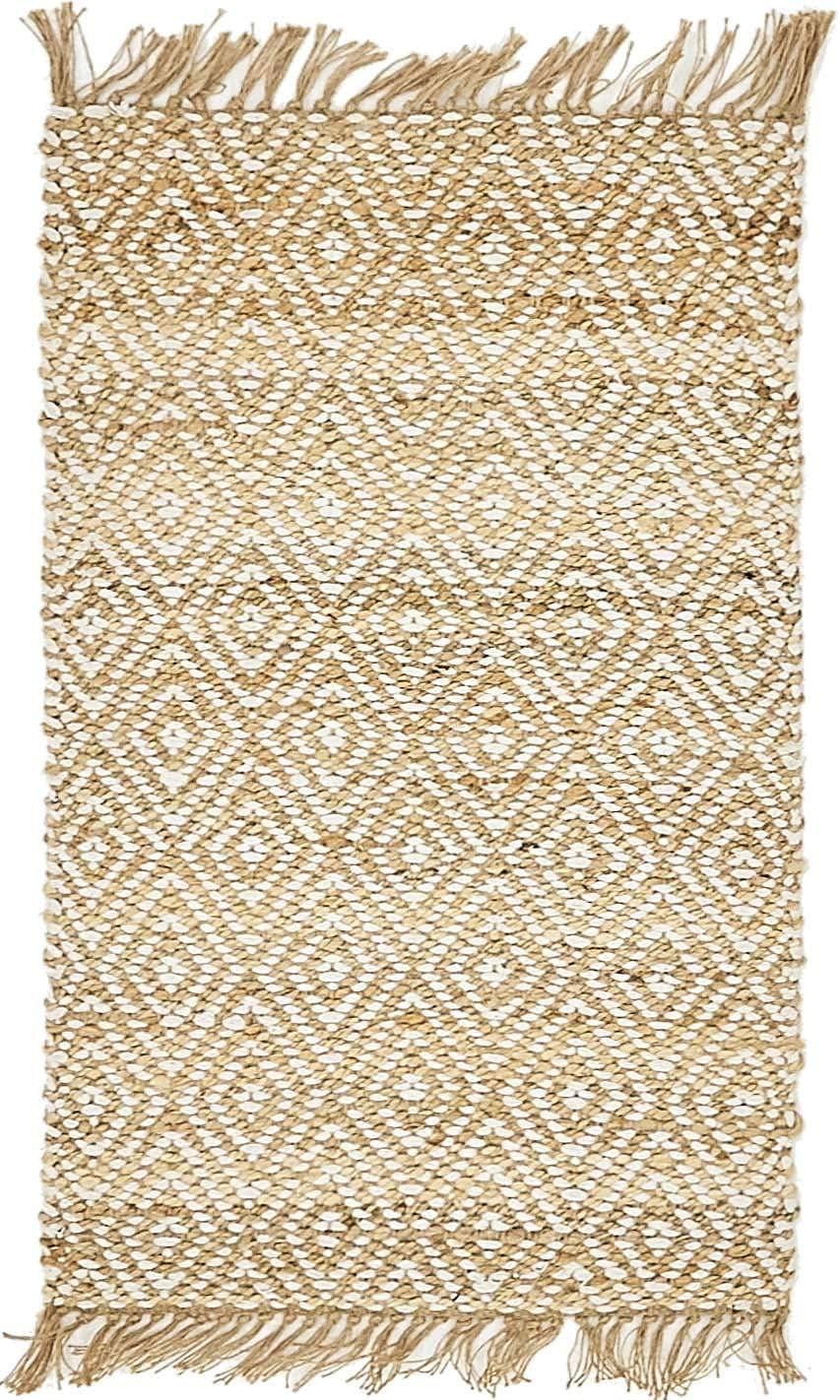 Unique Loom Braided Jute Assam Trellis Indoor Hand Made Fringe Area Rug