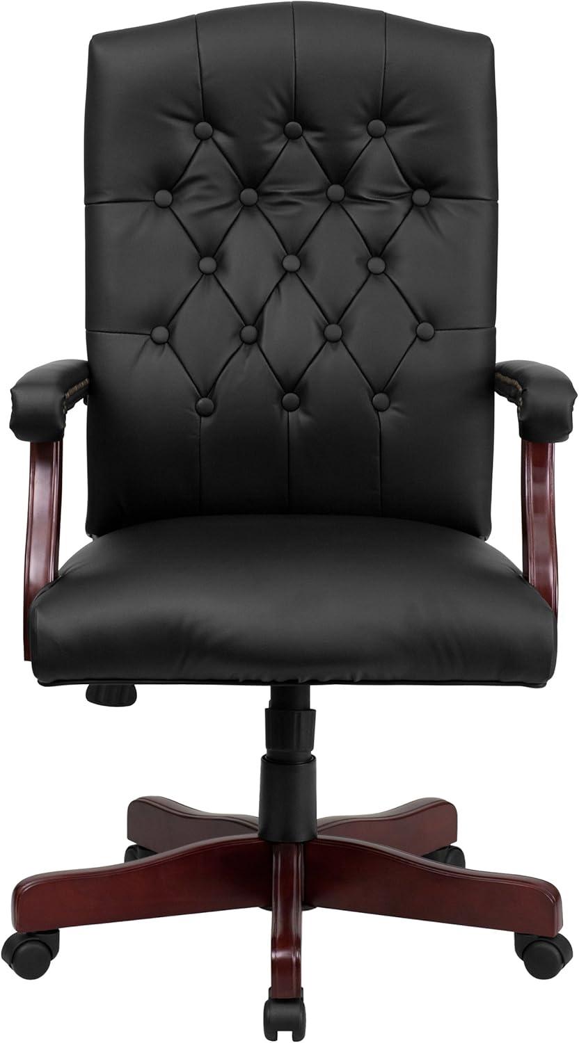 Flash Furniture Martha Washington Black LeatherSoft Executive Swivel Office Chair with Arms