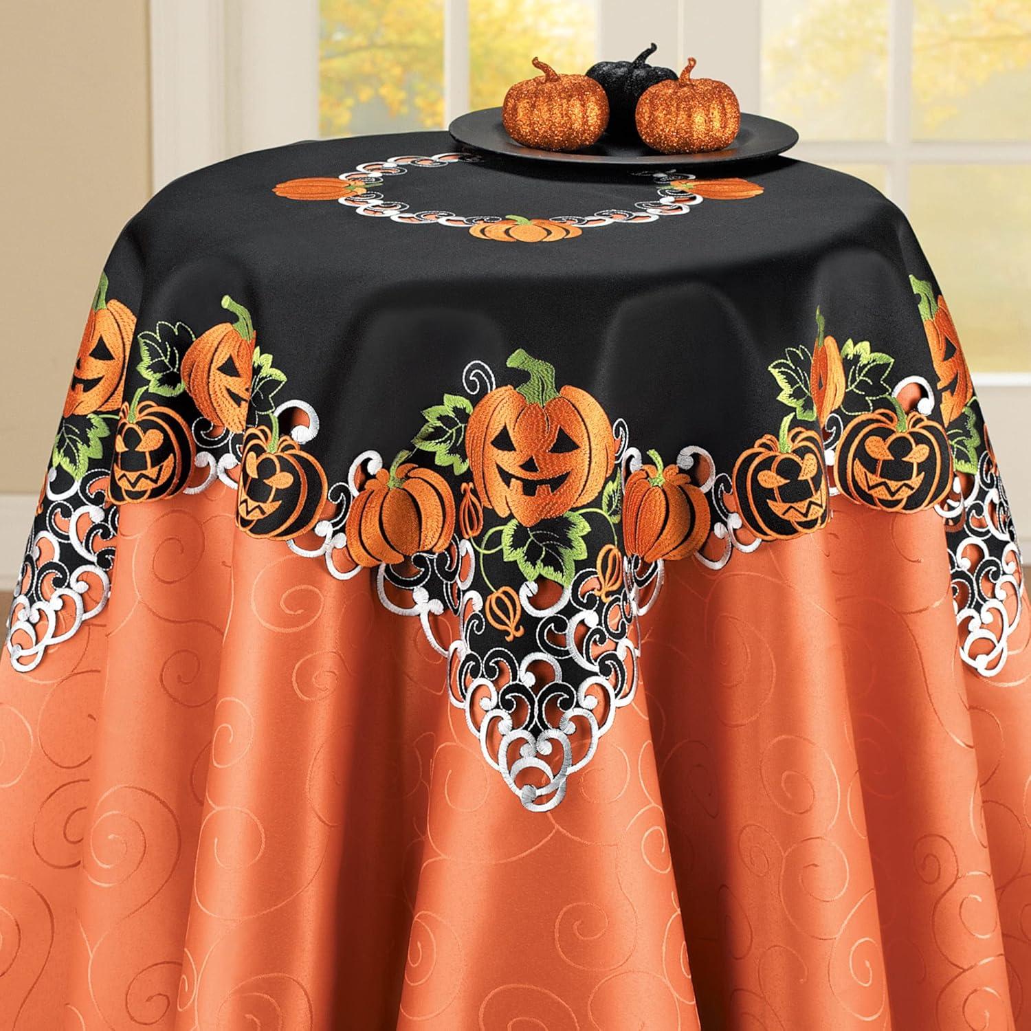 Collections Etc Halloween Pumpkins Table Runner / Topper Runner