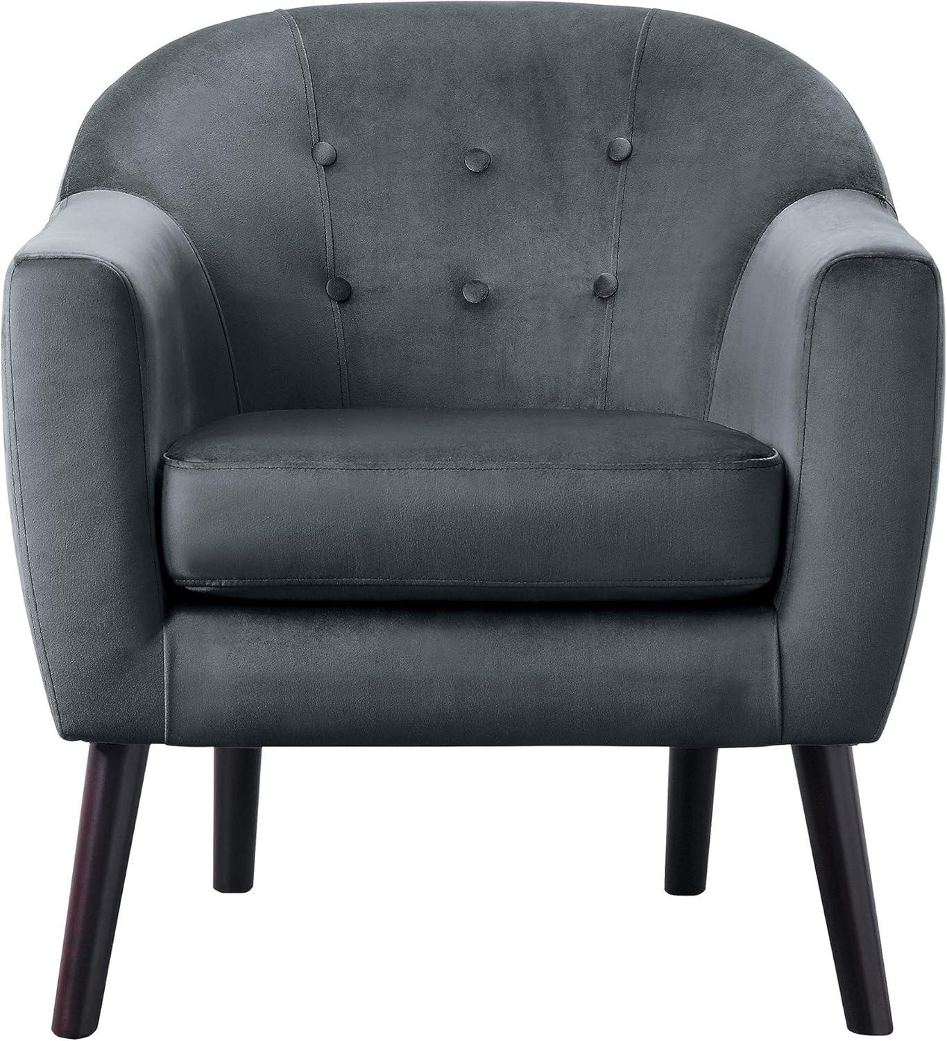 Lexicon Quill Velvet Upholstered Accent Chair in Gray