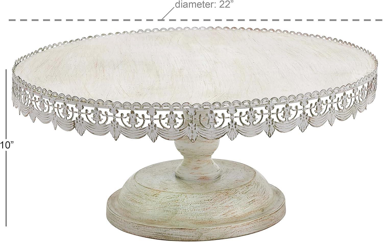 White Lace Inspired Ceramic Pedestal Cake Stand, 22"