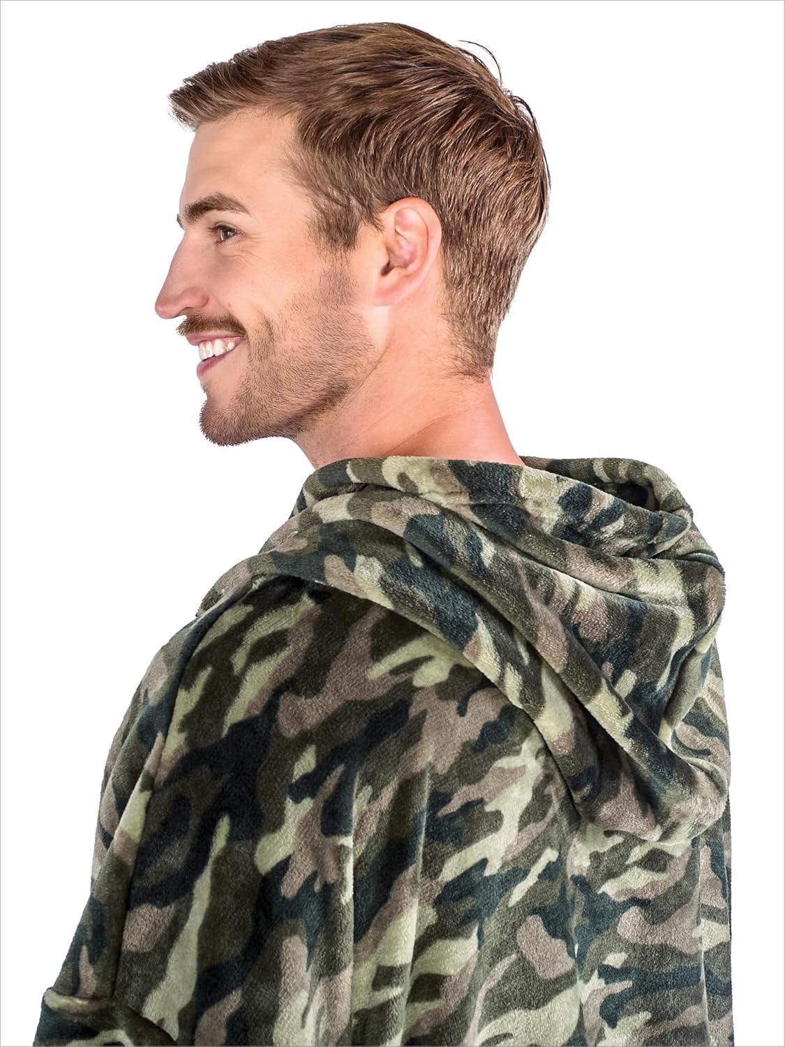 Adult Bare Homey B-Chill Microplush Wearable Blanket, Camo - Green
