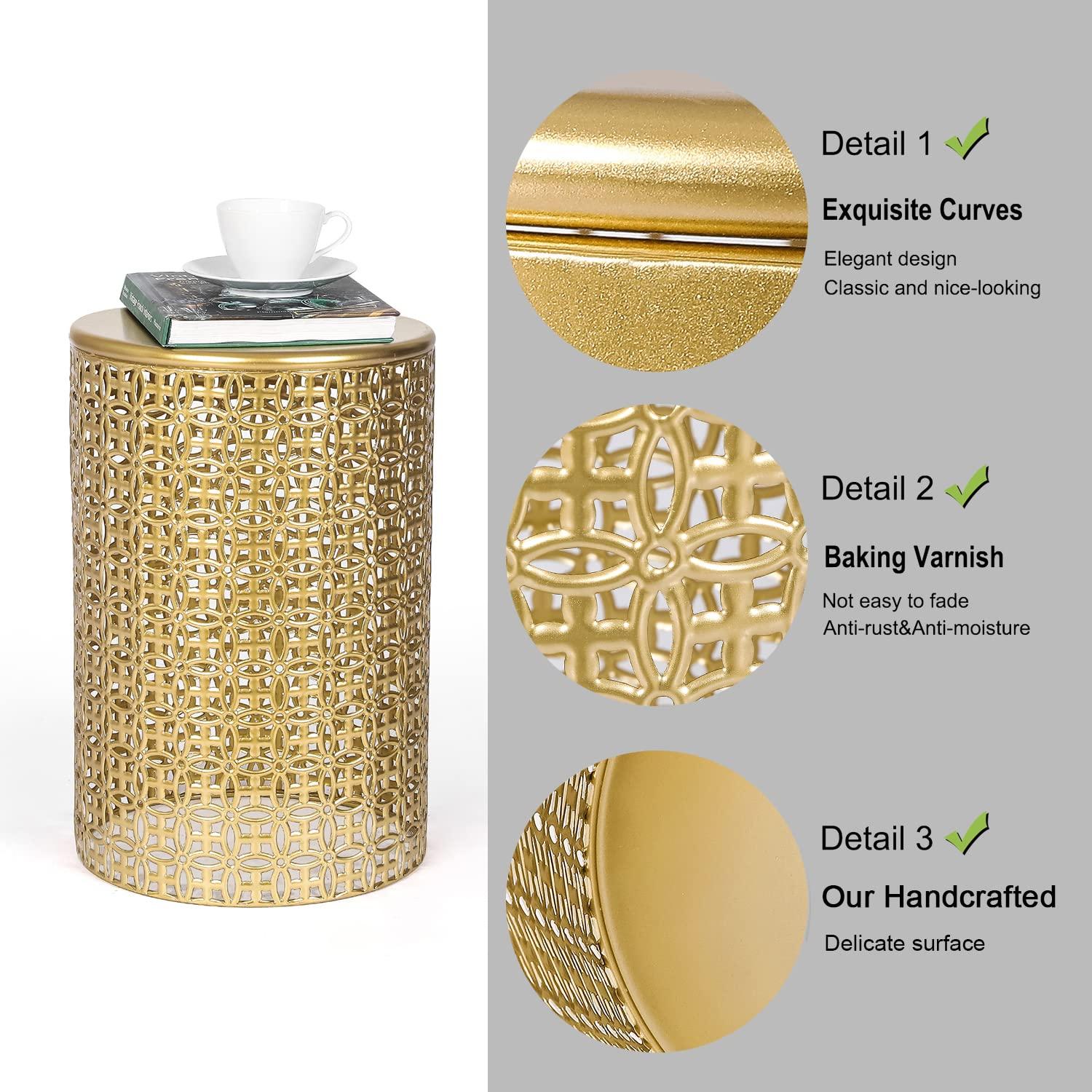 Rosdorf Park Arvil Golden Round Metal End Table(set of 2)