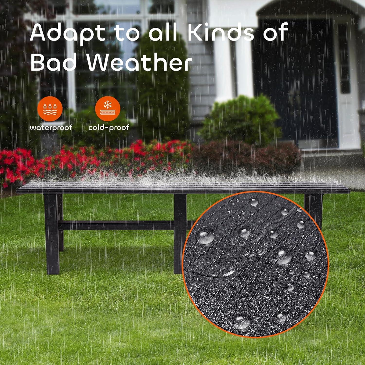 TECSPACE Aluminum Outdoor Patio Bench Black,70.9 x 14.2 x 15.7 inches,Light Weight High Load-Bearing,Outdoor Bench for Park Garden,Patio and Lounge