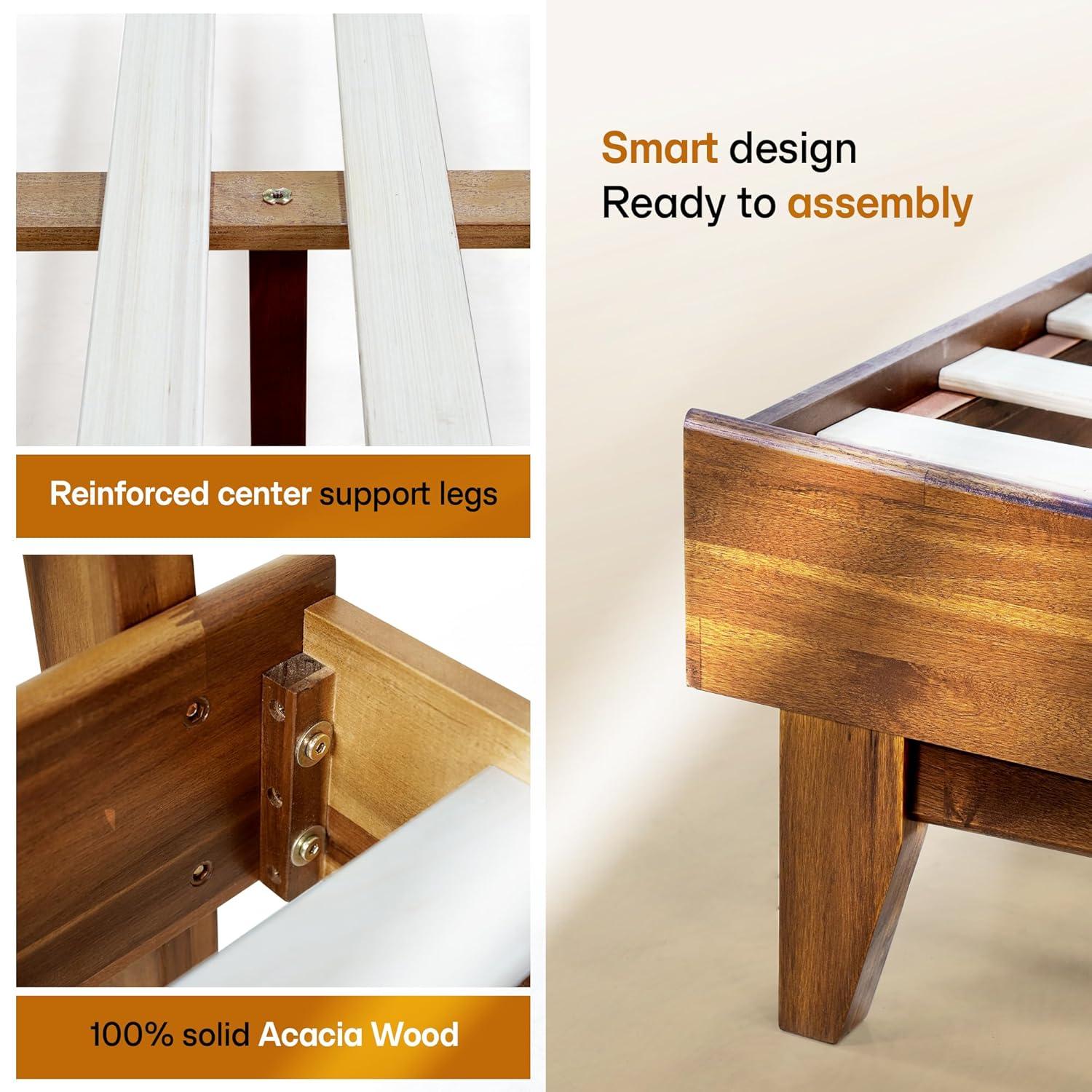 Acacia Acacia Bed Frame with Headboard Solid Wood Platform Bed
