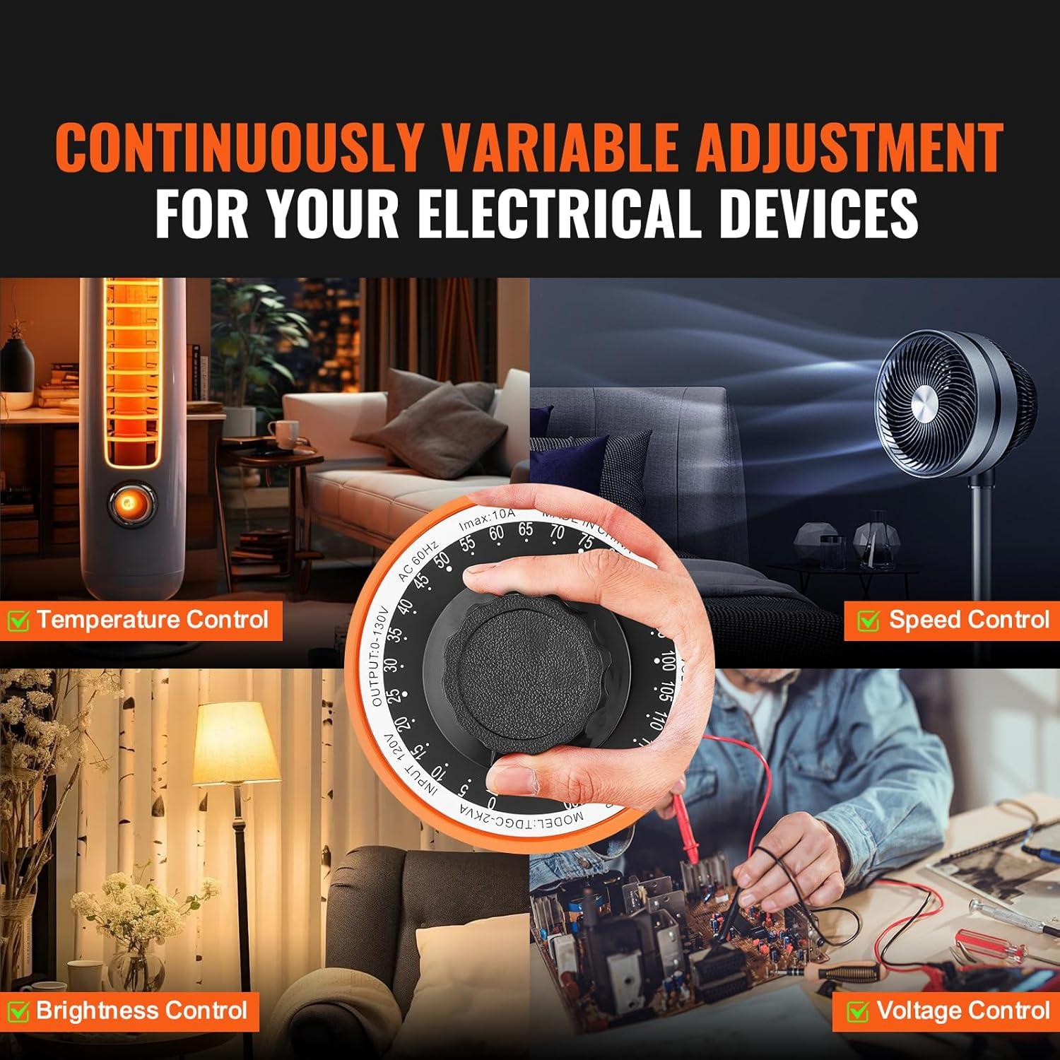 VEVOR VEVOR 500VA Auto Variable Voltage Transformer, 15.3 Amp, 110V Input 0-130V Output AC Voltag KBBYQZZBS5002NBX7V1