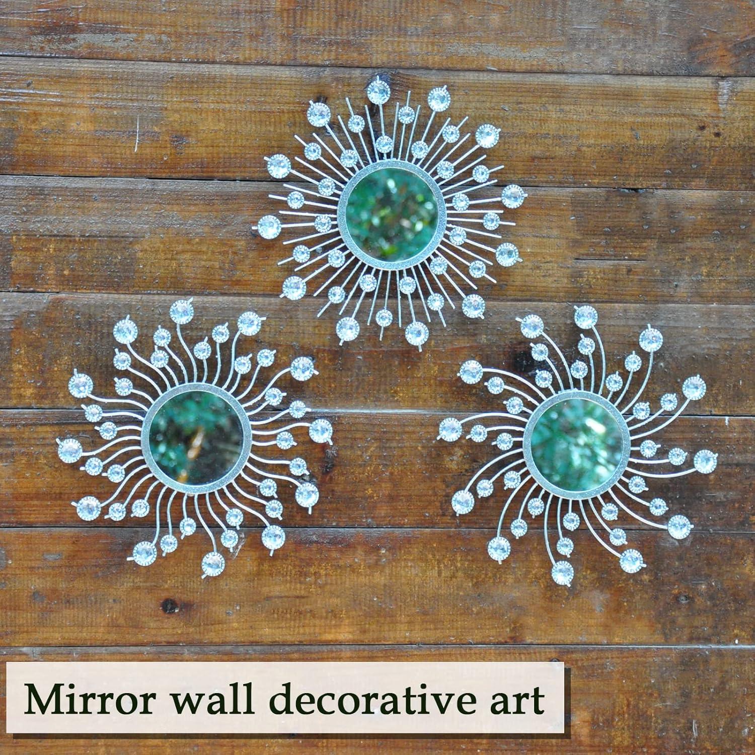 Mirror Wall Decor Metal Sun Mirror Home Decoration Wall Art Decorative Mirror Suitable for Living Room Bedroom Bathroom Entryway