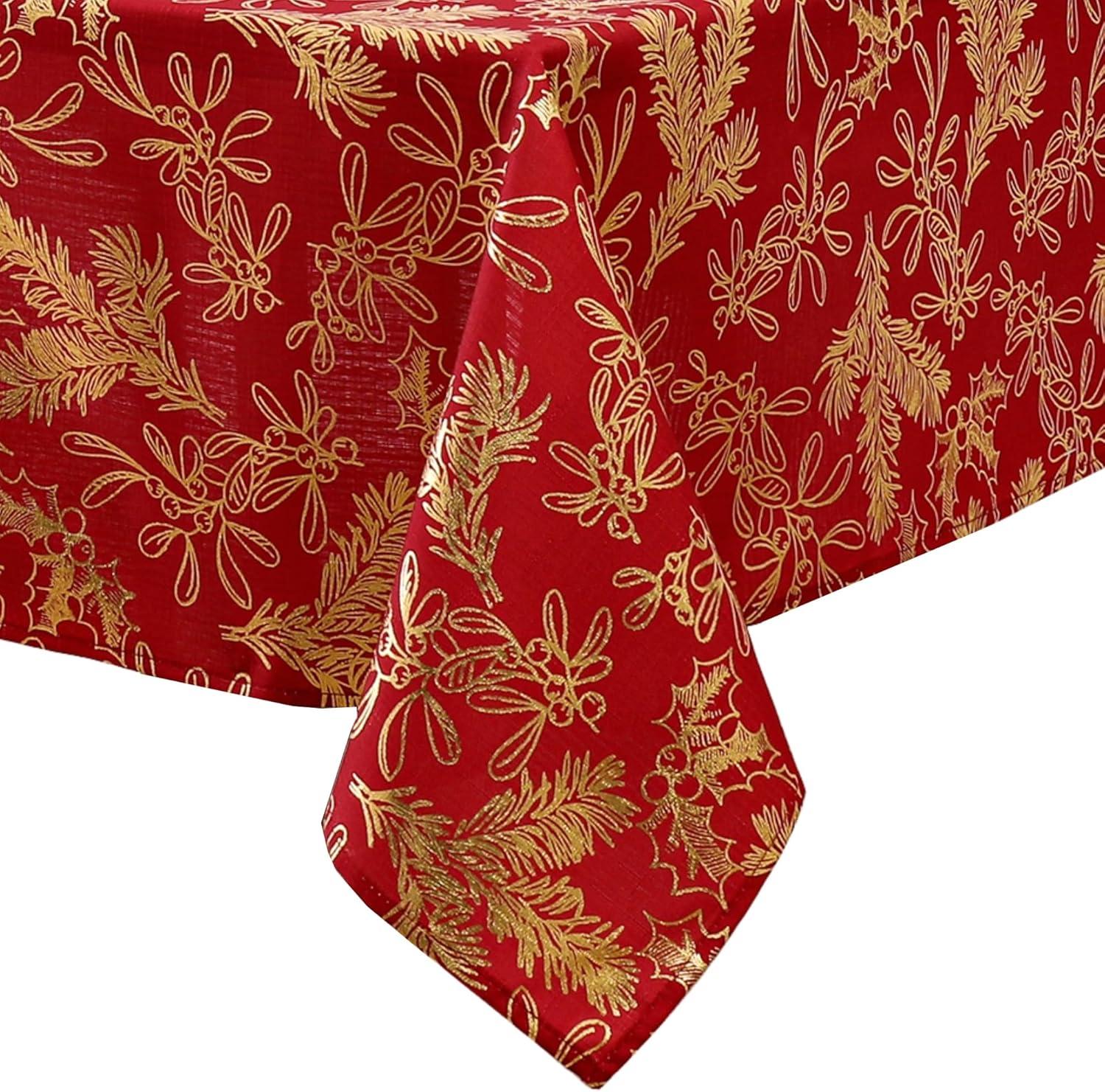 The Holiday Aisle® Kailyne Foil Woodland Holiday Fabric Tablecloth