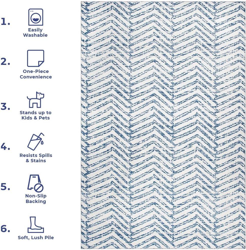 nuLOOM Rosanne Machine Washable Geometric Area Rug, 2' 6" x 8', Blue