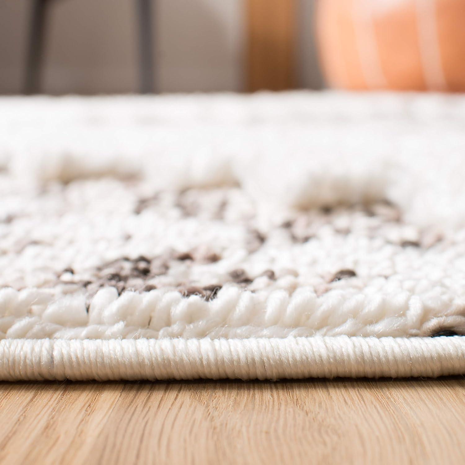 Moroccan Tassel Shag MTS652 Power Loomed Indoor Runner Rug - Ivory/Brown - 2'3"x6' - Safavieh