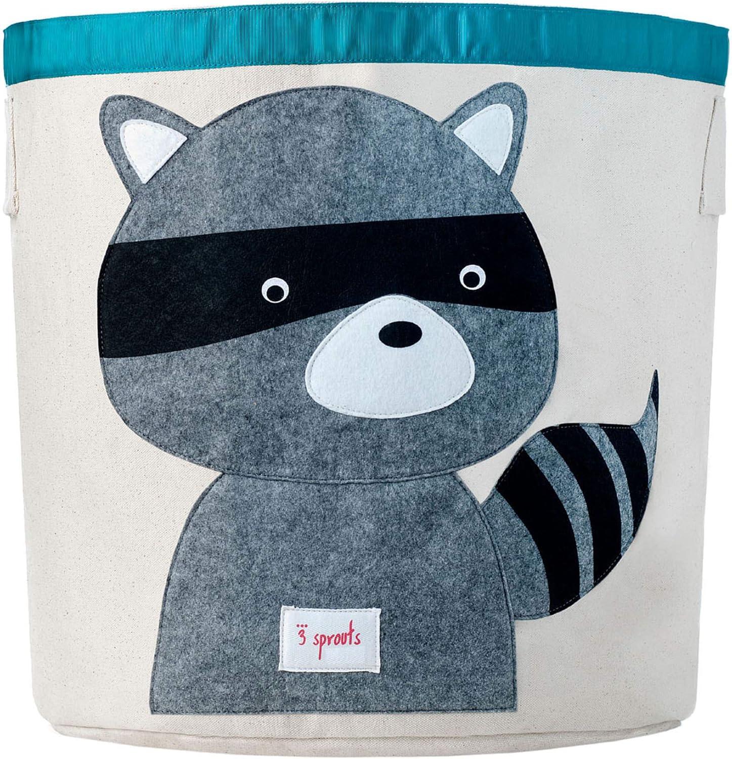 Raccoon Canvas Collapsible Kids Storage Bin and Laundry Hamper