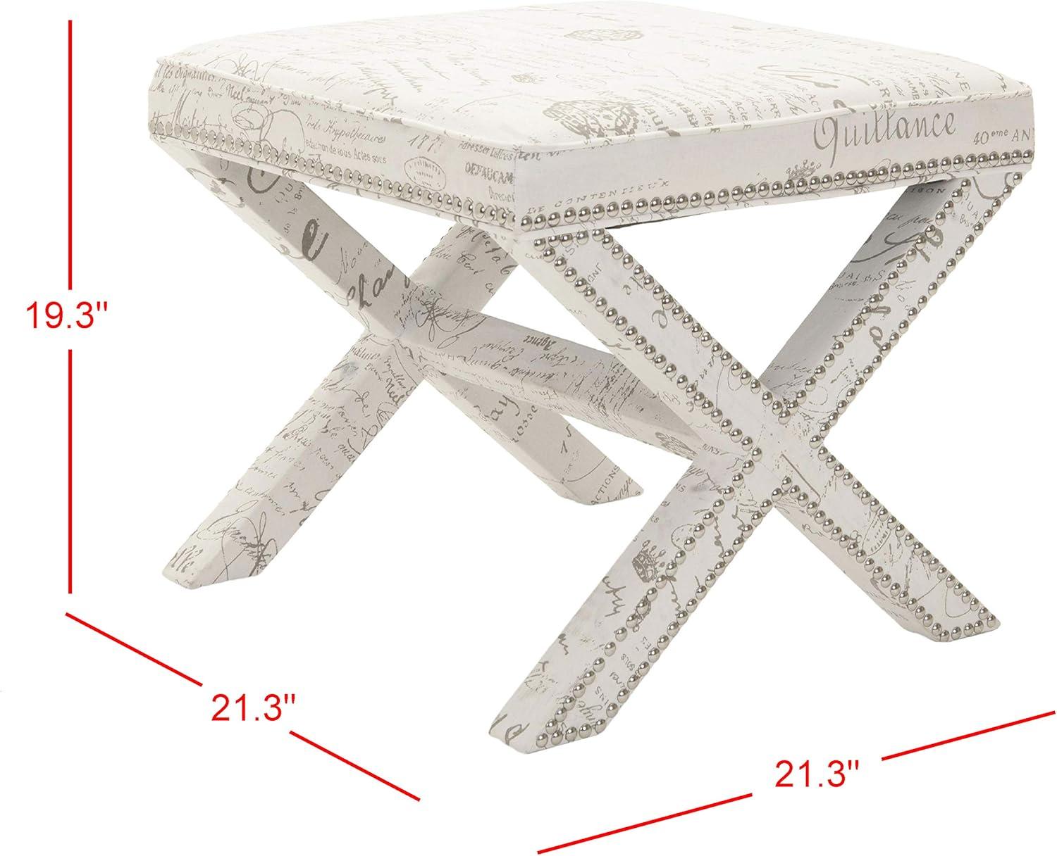 Palmer Ottoman With Silver Nailhead - MCR4589 - Multi/Beige - Safavieh