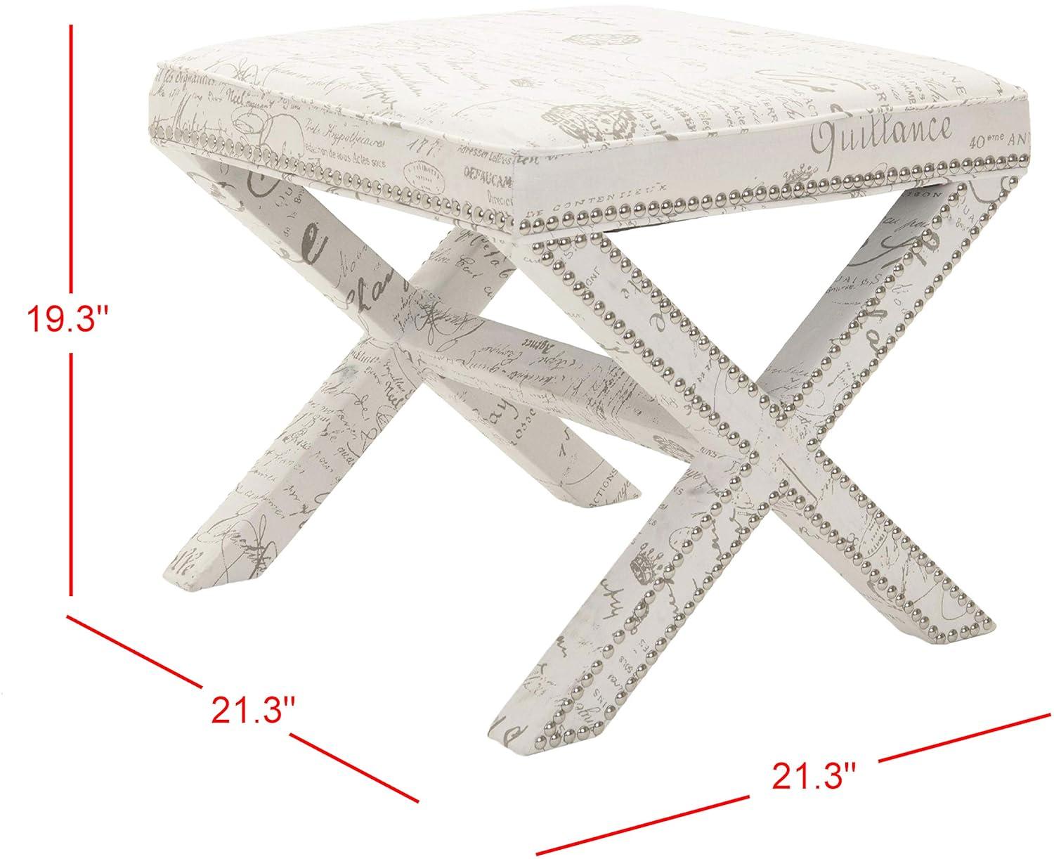 Palmer Ottoman With Silver Nailhead - MCR4589 - Multi/Beige - Safavieh