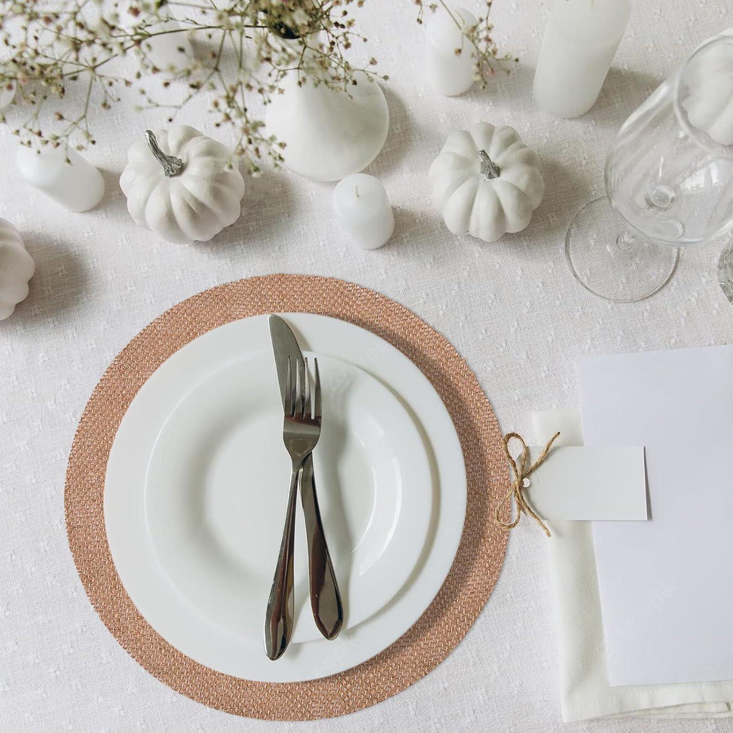 Rustic Burlap Round Placemats - 12" Diameter Burlap Circle Rustic Table Decorations (Set of 12) - Rustic Farmhouse Table Setting for Weddings, Dining & Event Decor