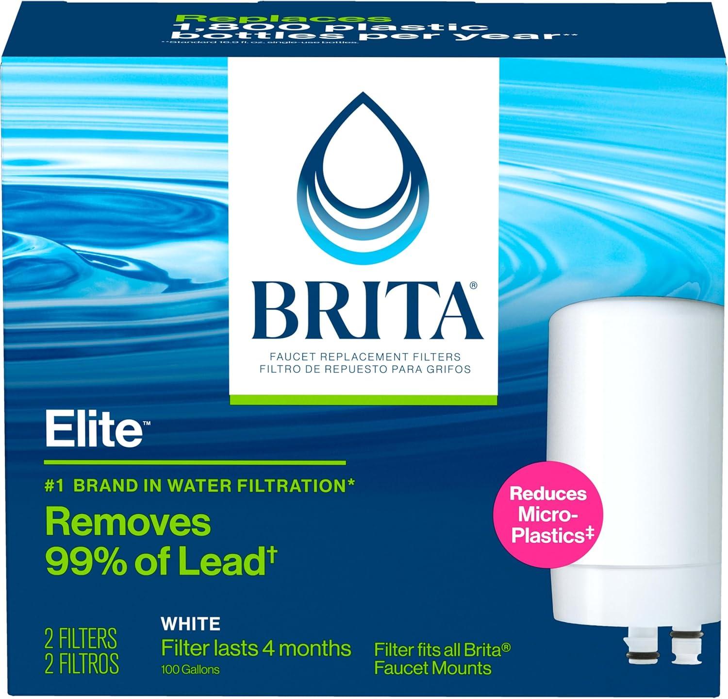 Brita White Faucet Water Filter Replacement Cartridges, 2-Pack