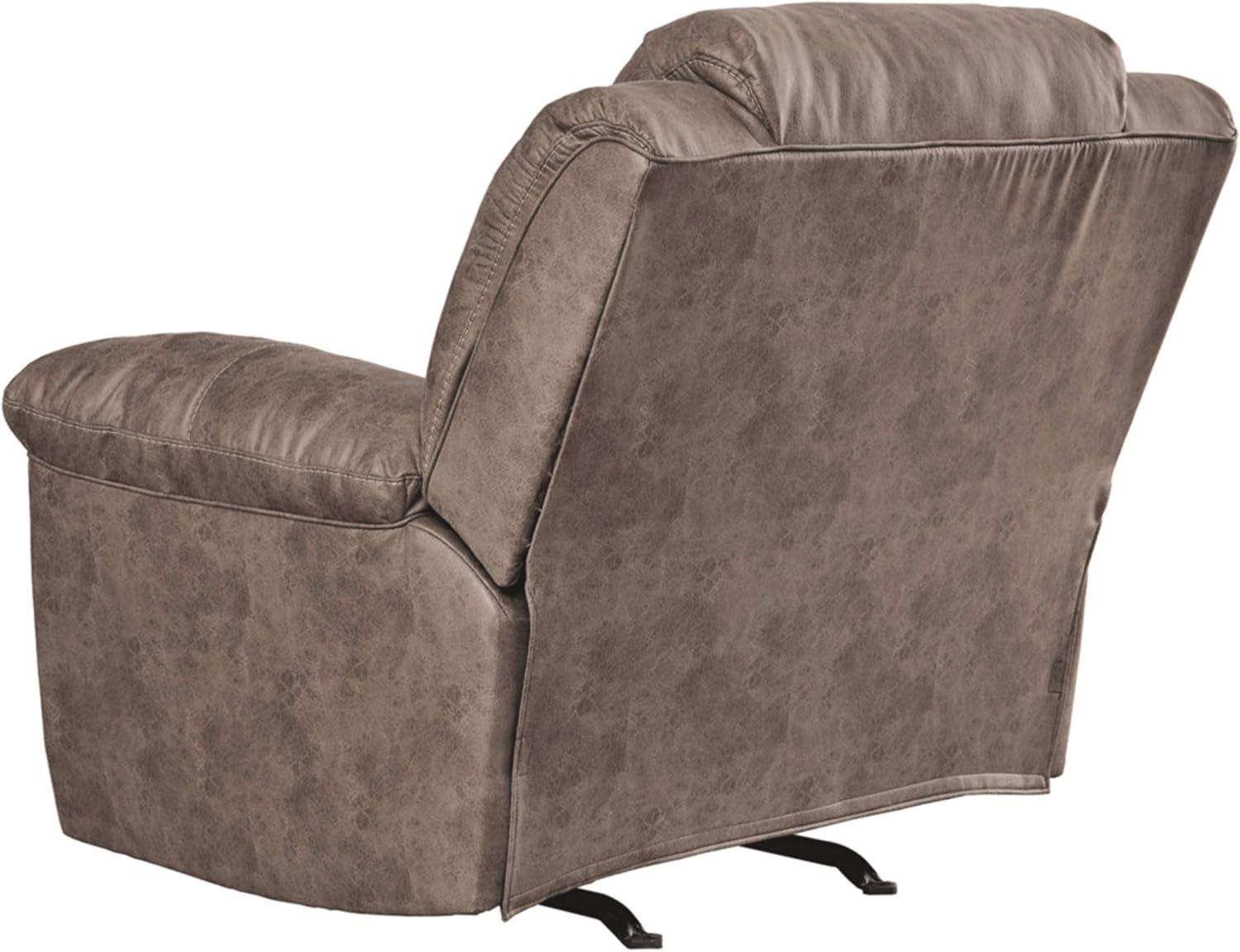 Fossil Brown Faux Leather Metal Power Recliner