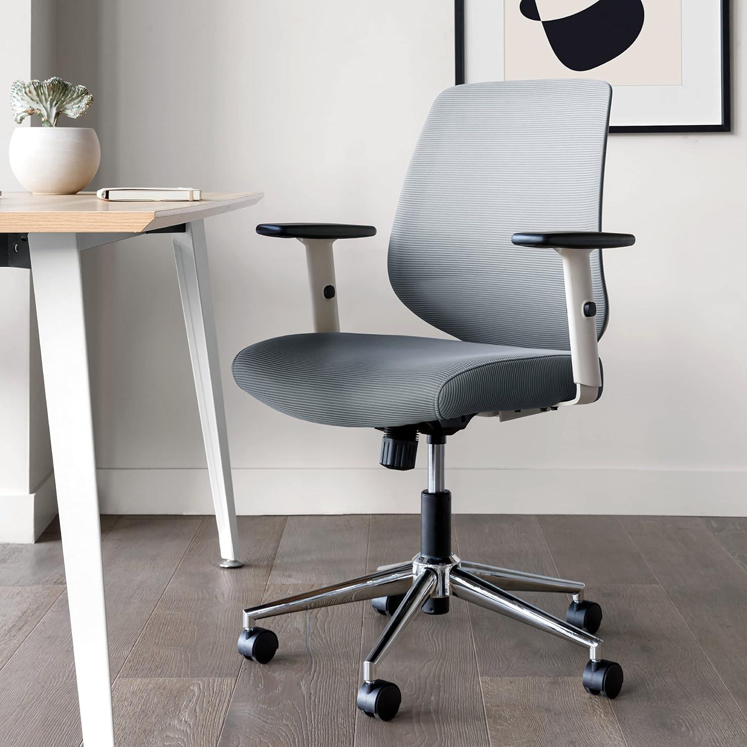 Slate Mesh and Leather Adjustable Swivel Task Chair