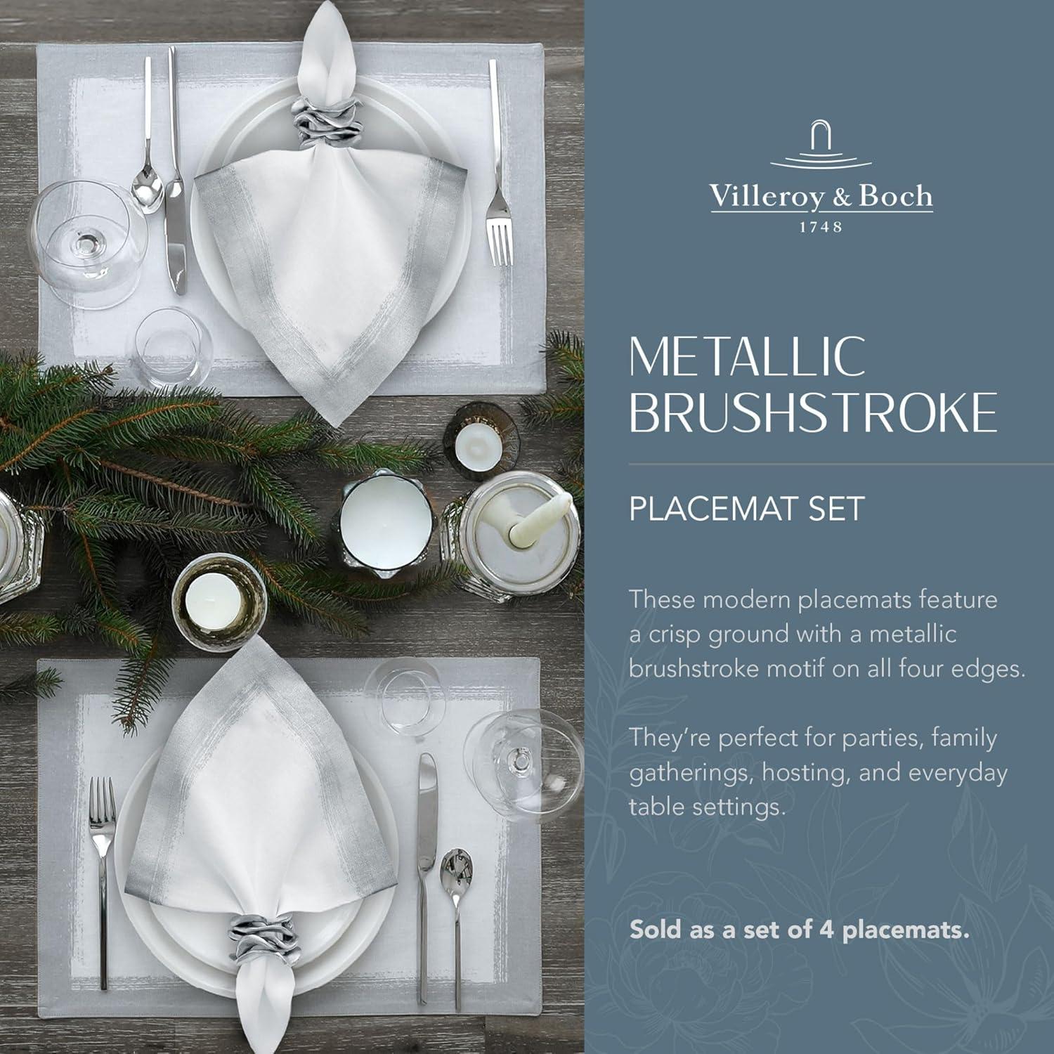 Metallic Brushstroke Linen Blend Placemat (Set of 4)